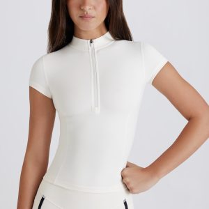 Soft Active Quarter-Zip Top in Ivory