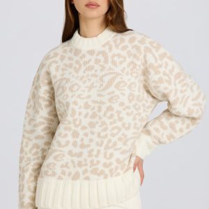 Jacquard-Knit Oversized Jumper in Ice