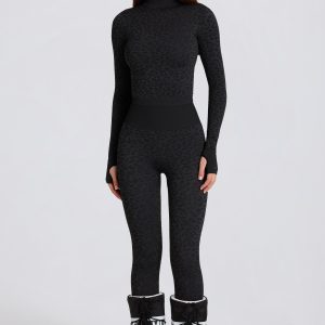 Thermal Base-Layer Leggings in Black Leopard