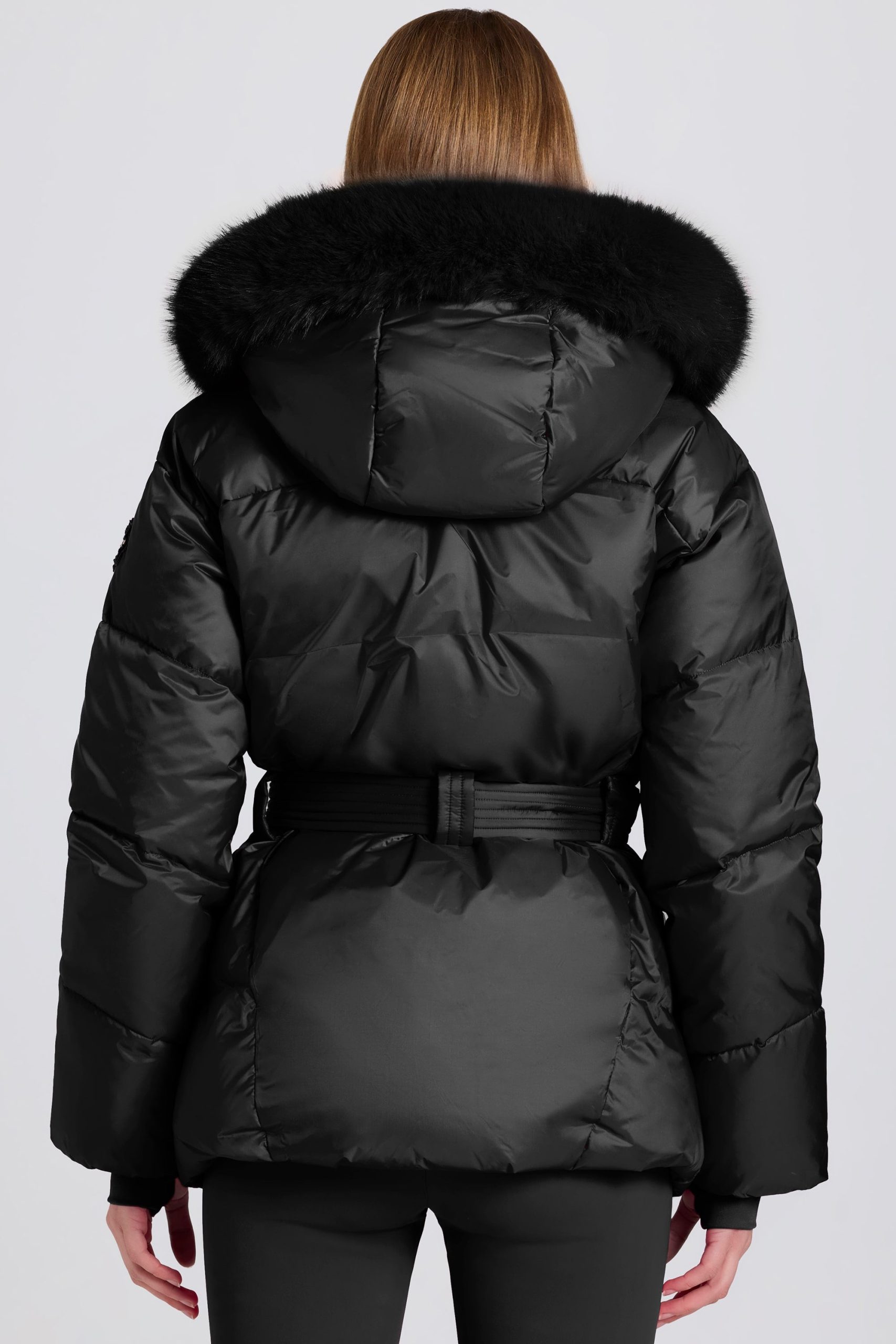 Waterproof Faux-Fur Hood Ski Jacket in Black - Image 2