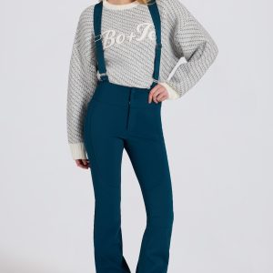 Waterproof High-Rise Salopettes with Suspenders in Teal