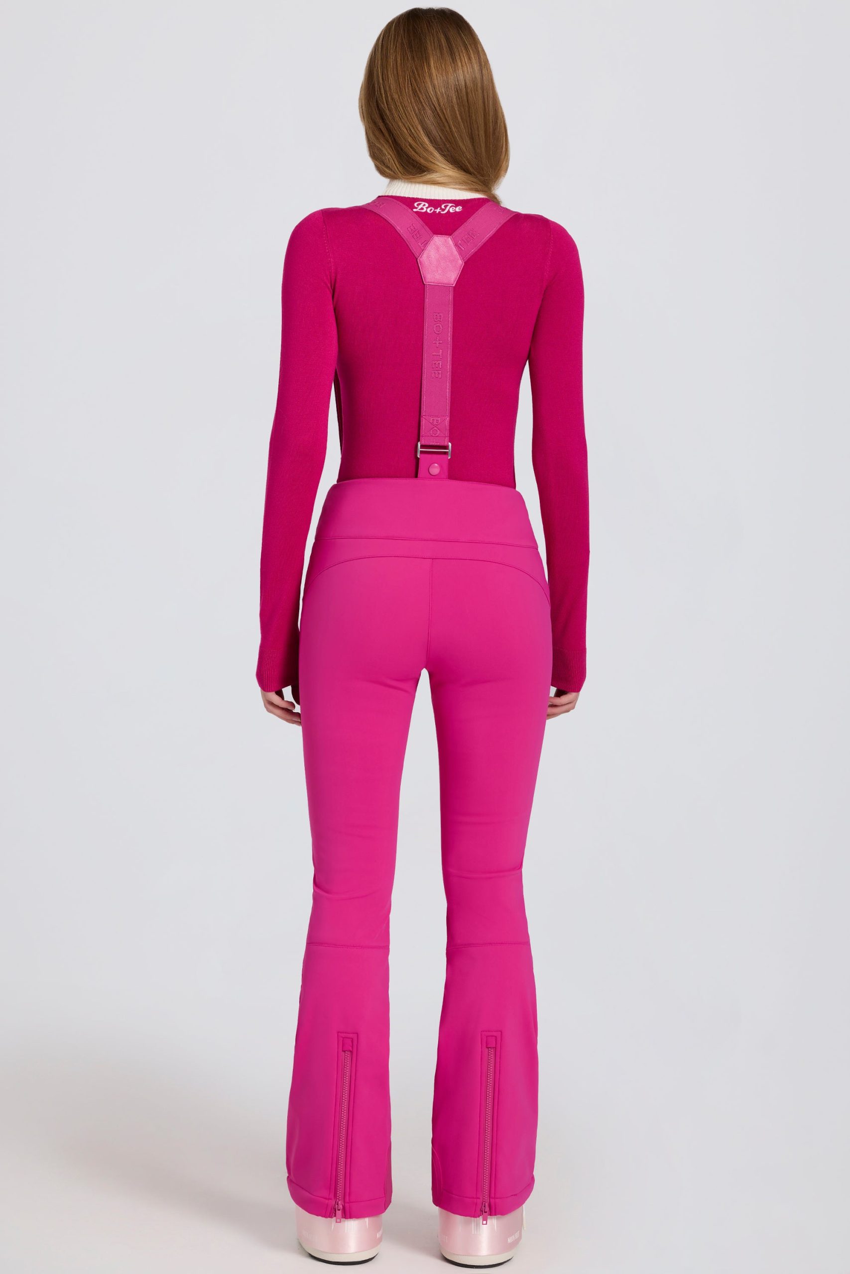 Waterproof High-Rise Salopettes with Suspenders in Magenta Pink - Image 4