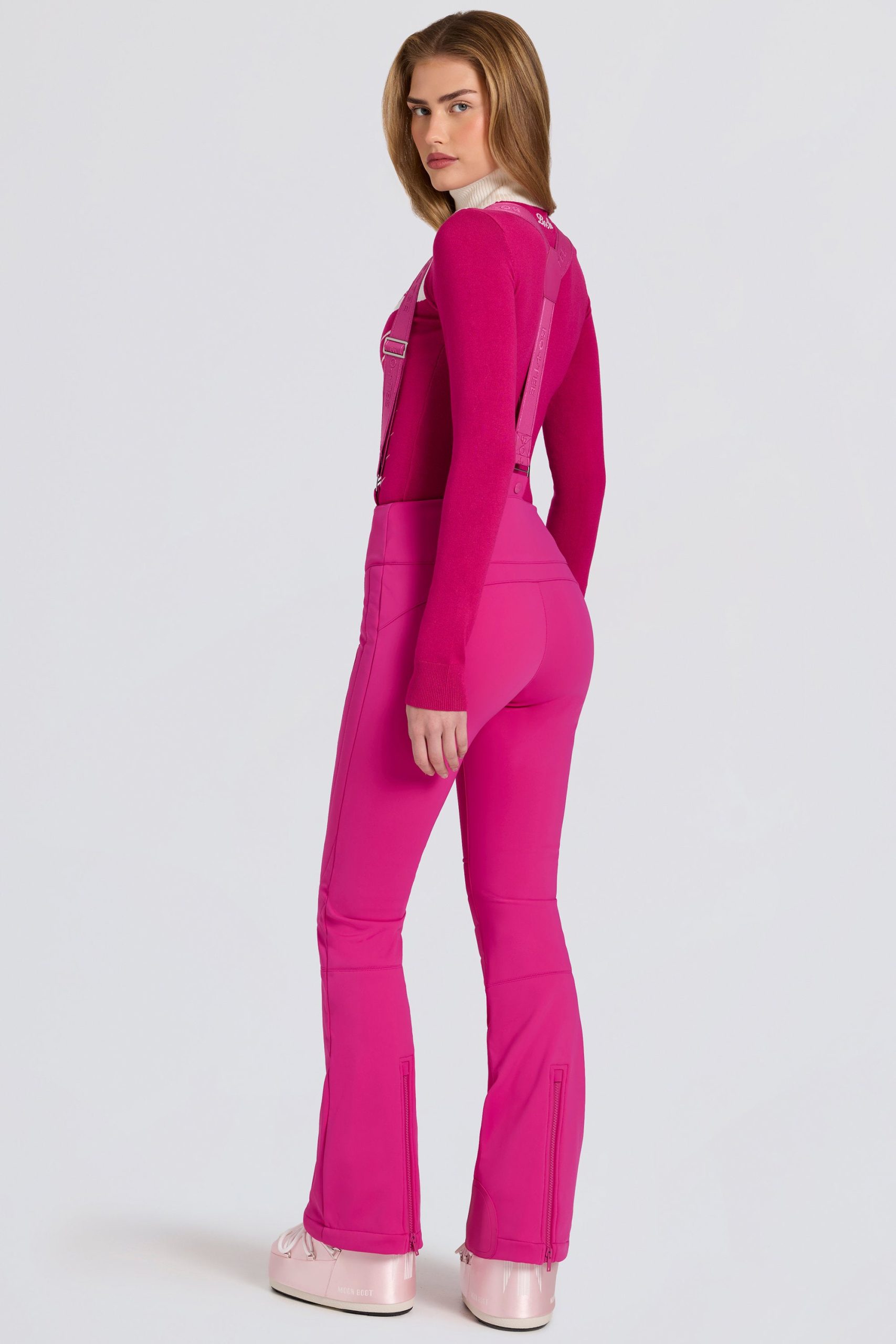 Waterproof High-Rise Salopettes with Suspenders in Magenta Pink - Image 2