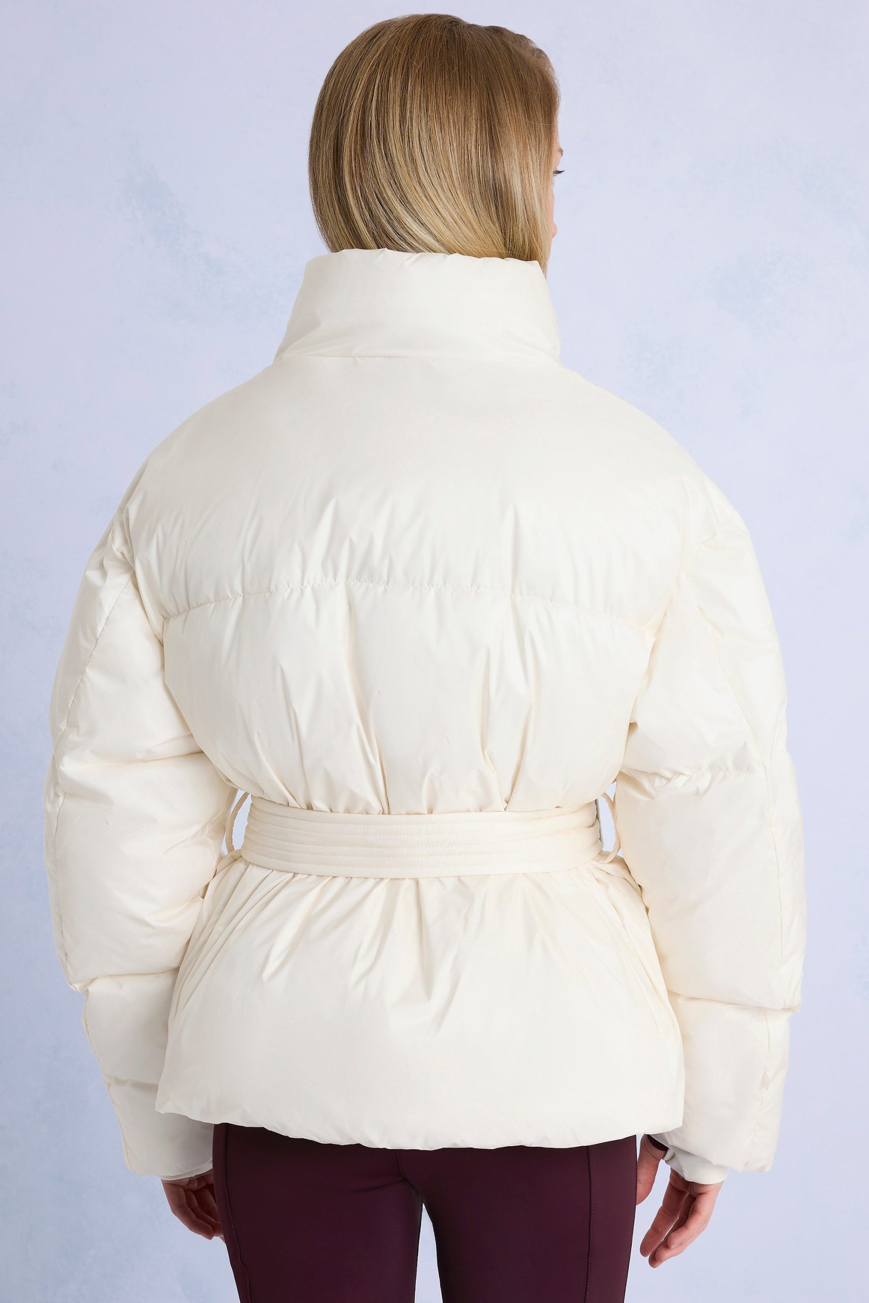 Waterproof Belted Oversized Ski Jacket in Ice - Image 2