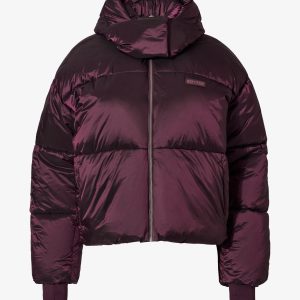 Waterproof Cropped Oversized Ski Jacket in Burgundy