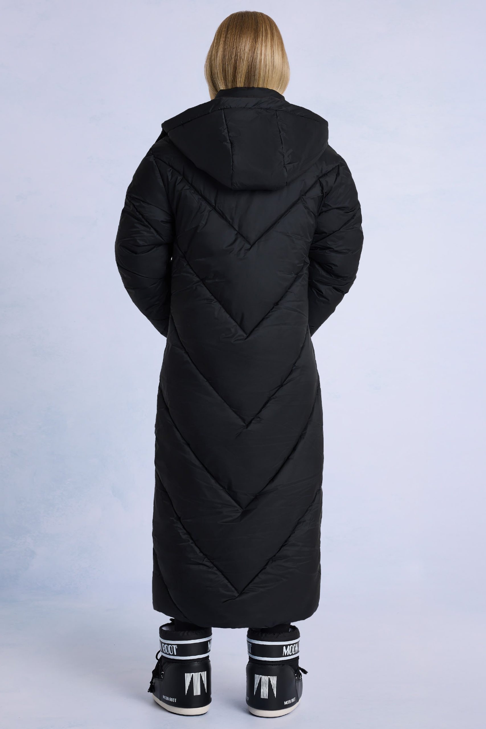 Waterproof Hooded Long Parka Coat in Black - Image 2