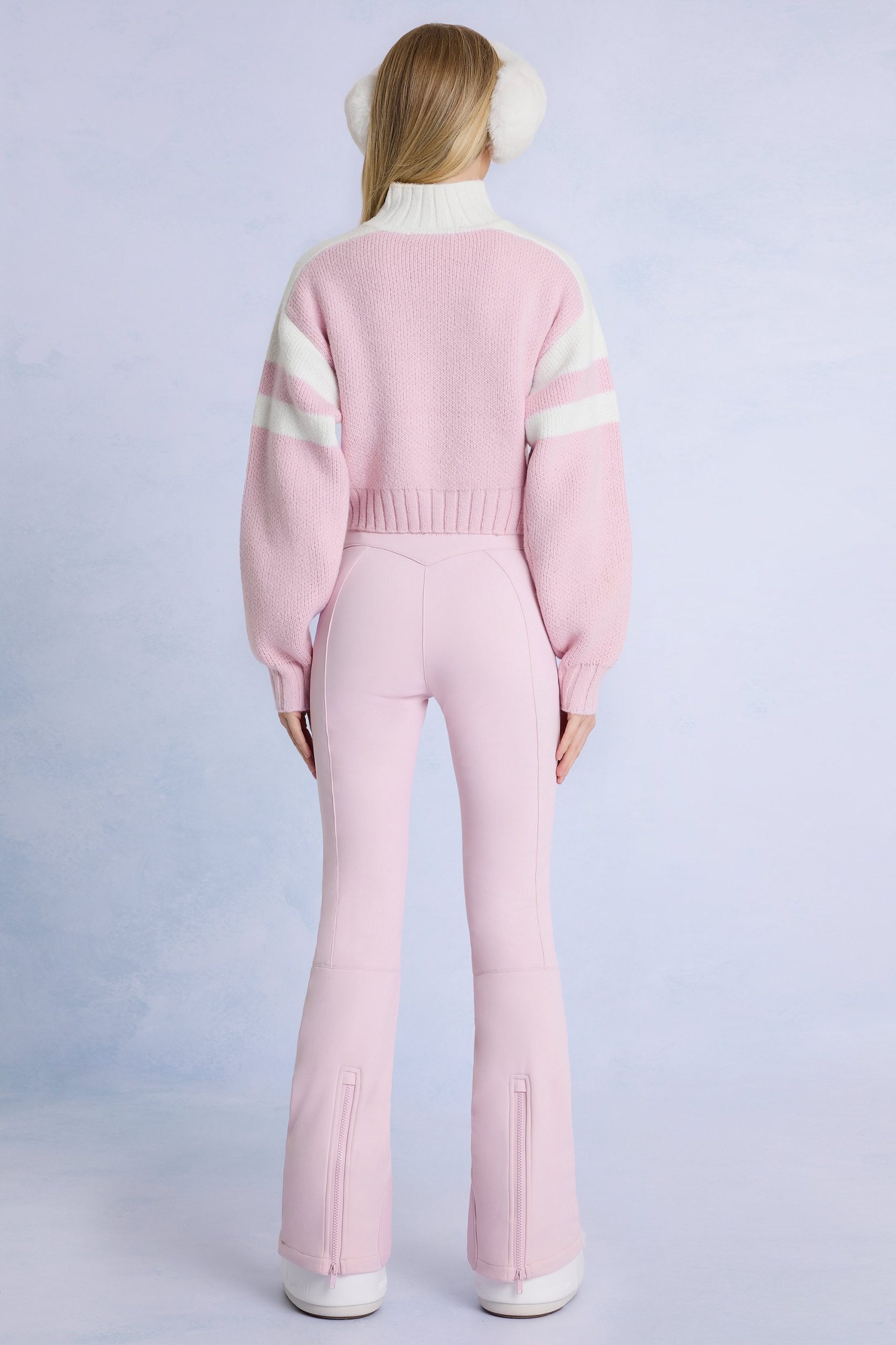 Waterproof Belted Ski Salopettes in Powder Pink - Image 3