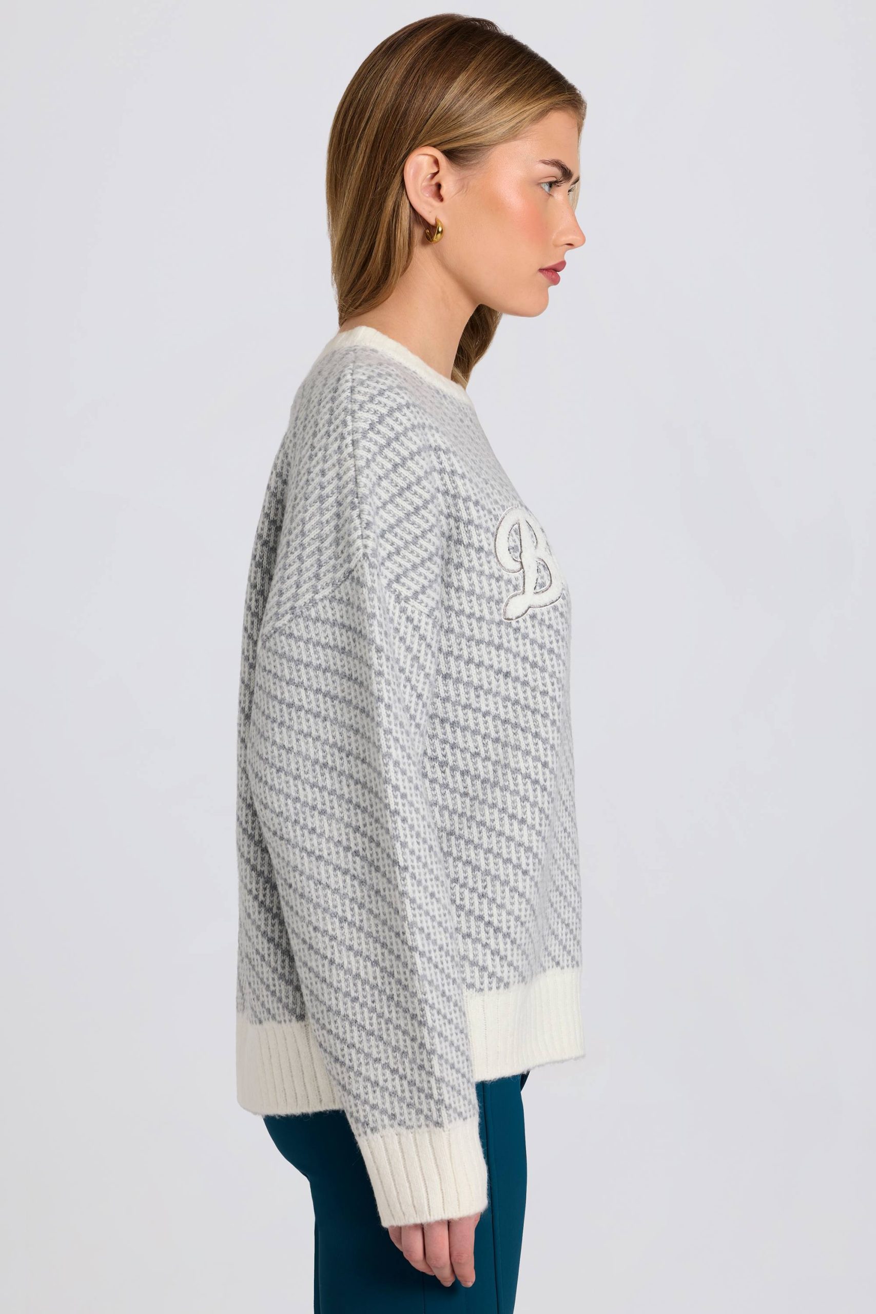 Knit Logo Oversized Jumper in Ice - Image 5