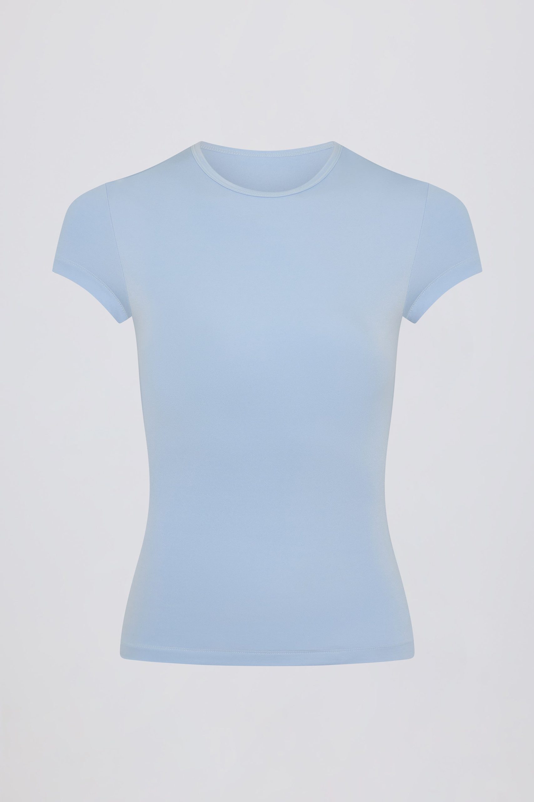 Cut-Out Longline T-Shirt in Sky - Image 4