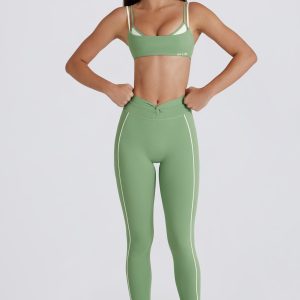 Soft Active Twist-Front Leggings in Green