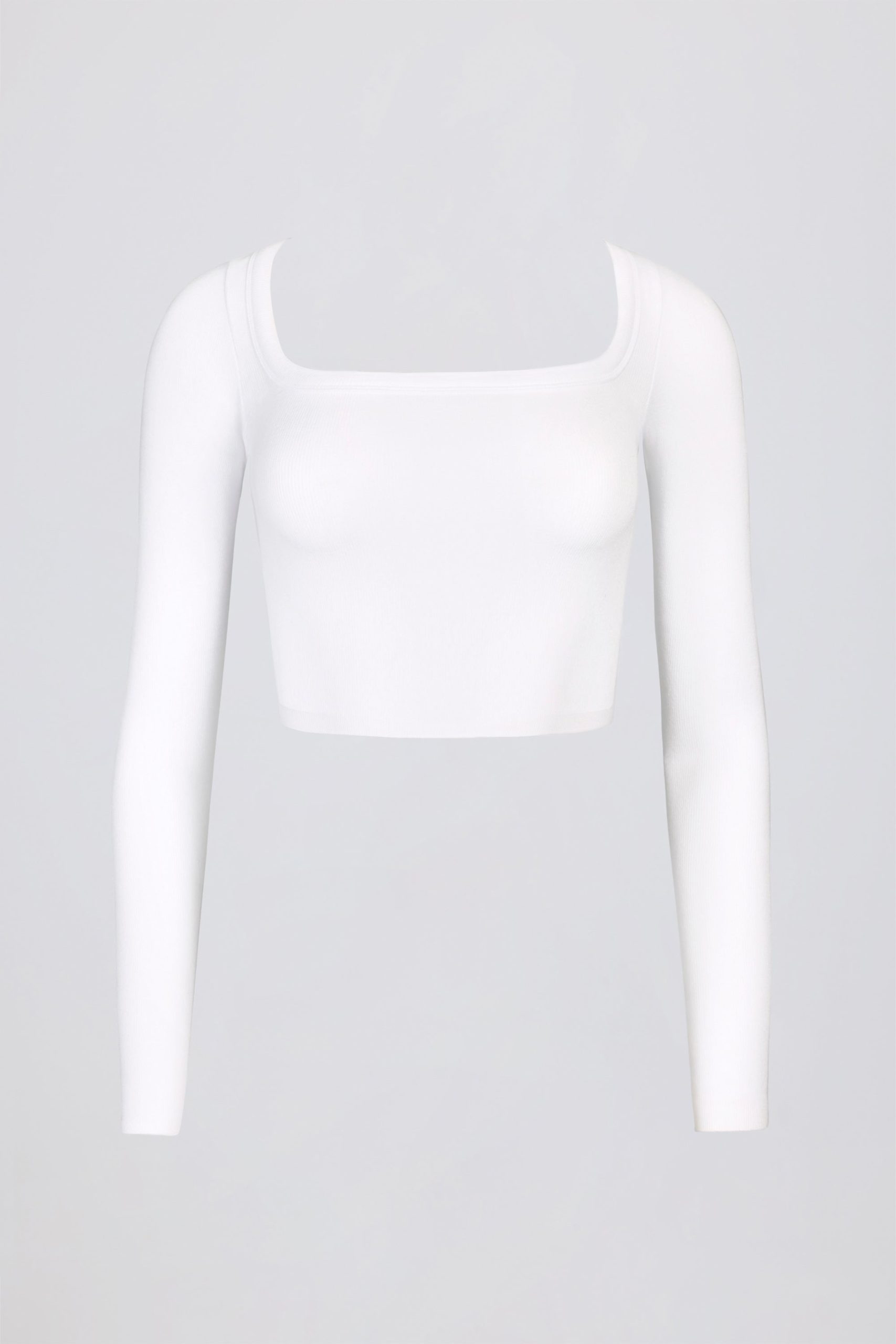Seamless Soft Rib Cut-Out Crop Top in White - Image 4