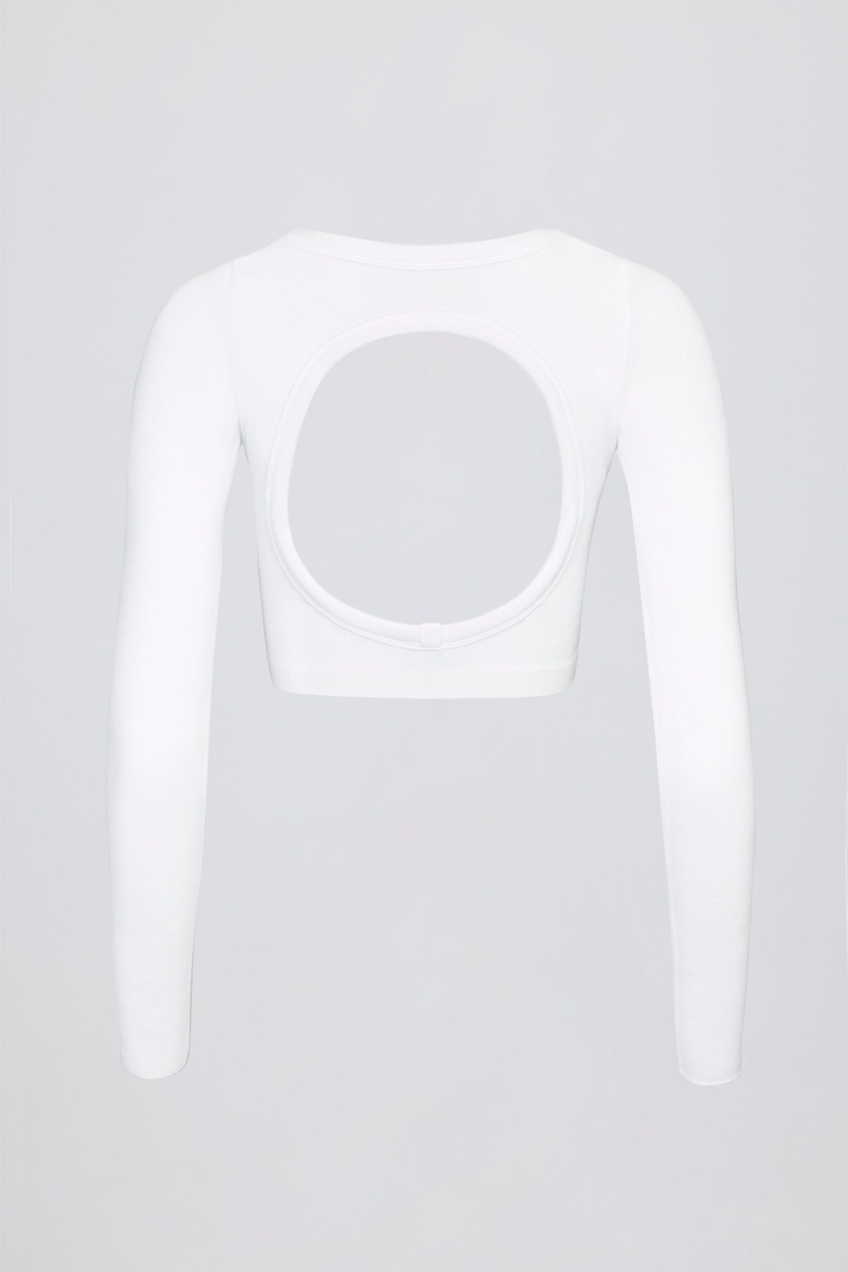 Seamless Soft Rib Cut-Out Crop Top in White - Image 5