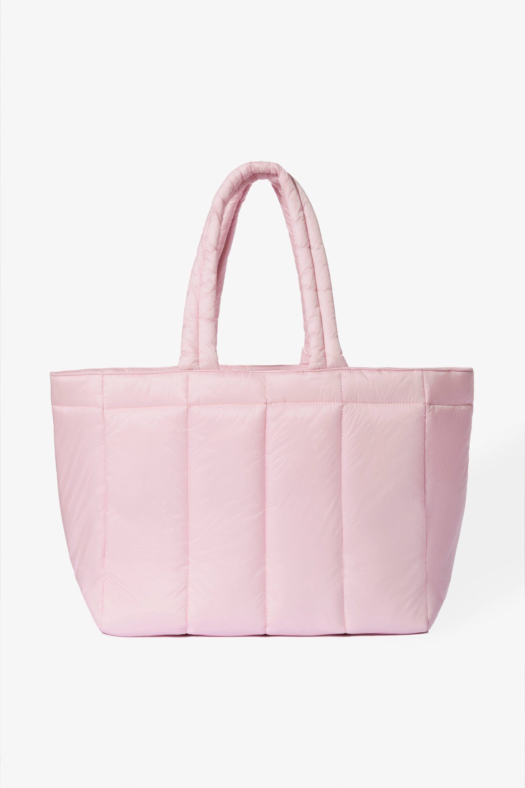 Waterproof Puffer Tote Bag in Powder Pink - Image 2