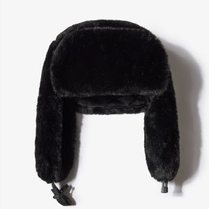 Faux-Fur Trapper Hat in Black