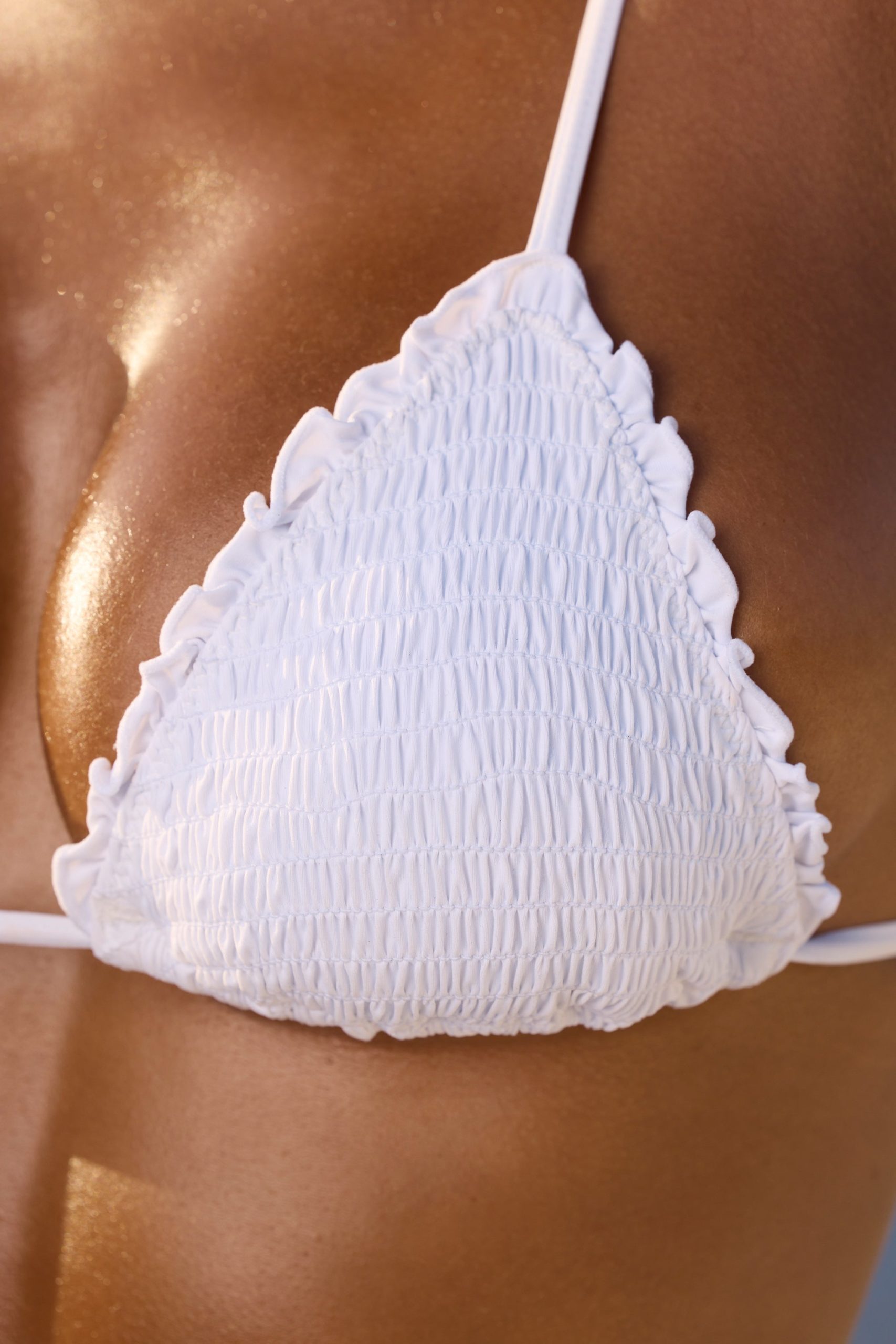 Halter Neck Triangle Bikini Top in White - Image 4