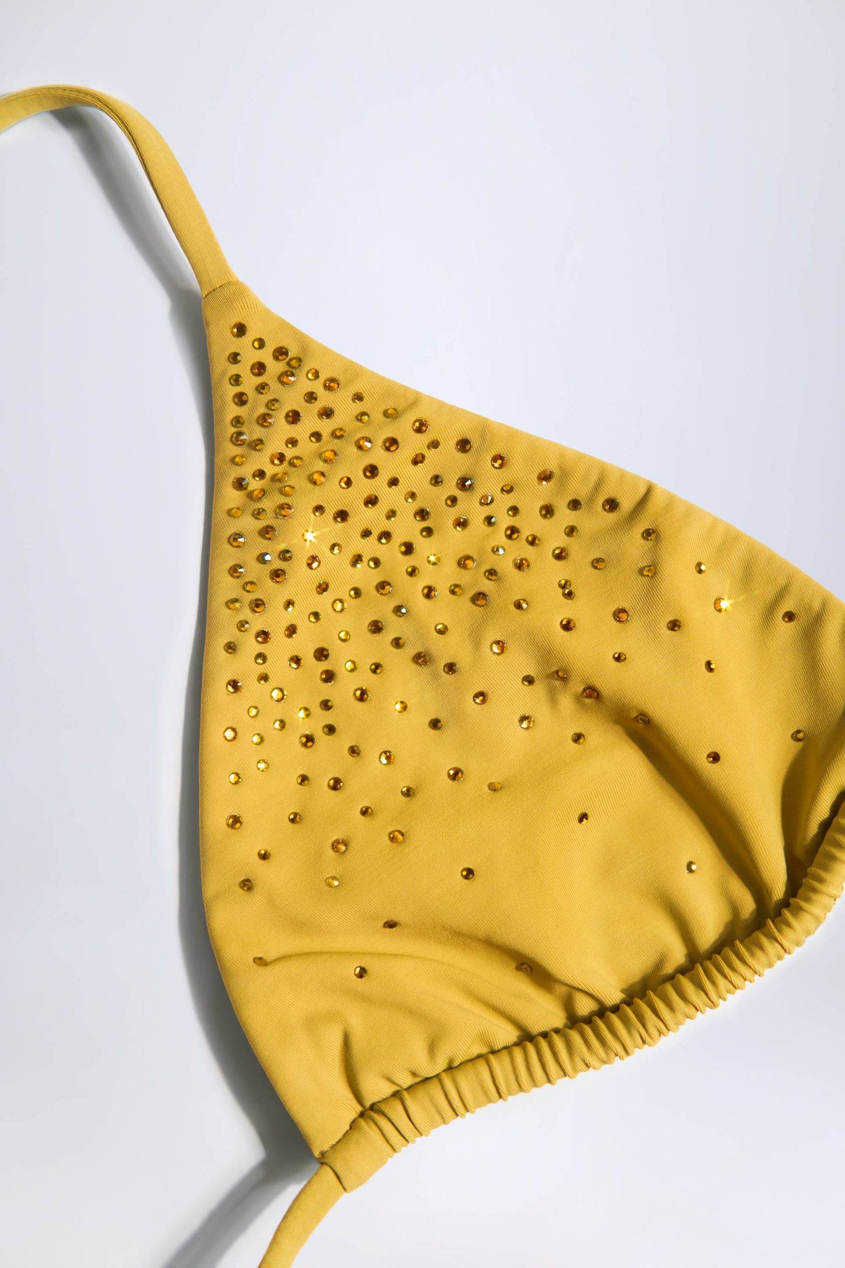 Embellished Triangle Bikini Top in Golden Yellow - Image 5