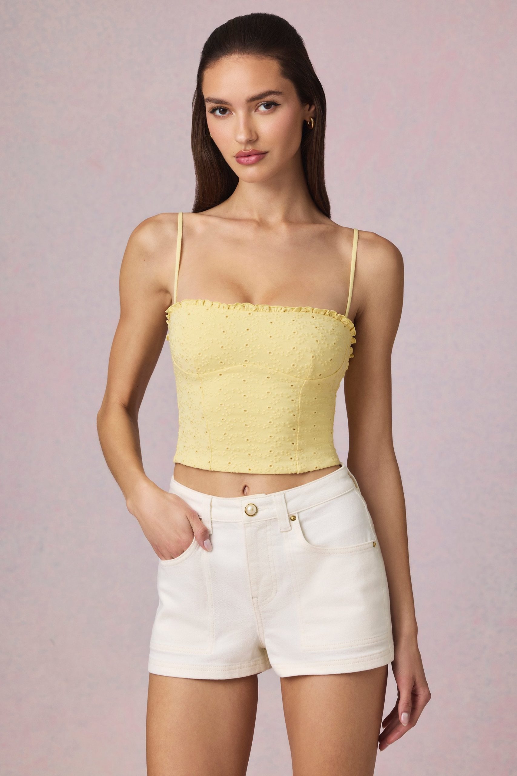 High-Waist A-Line Shorts in Ecru Wash - Image 5
