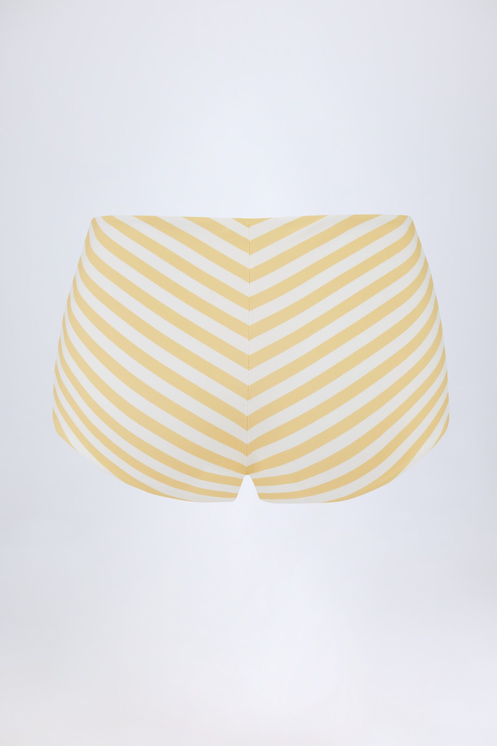Mid-Rise Hot Pants in Lemon Yellow Stripe - Image 3