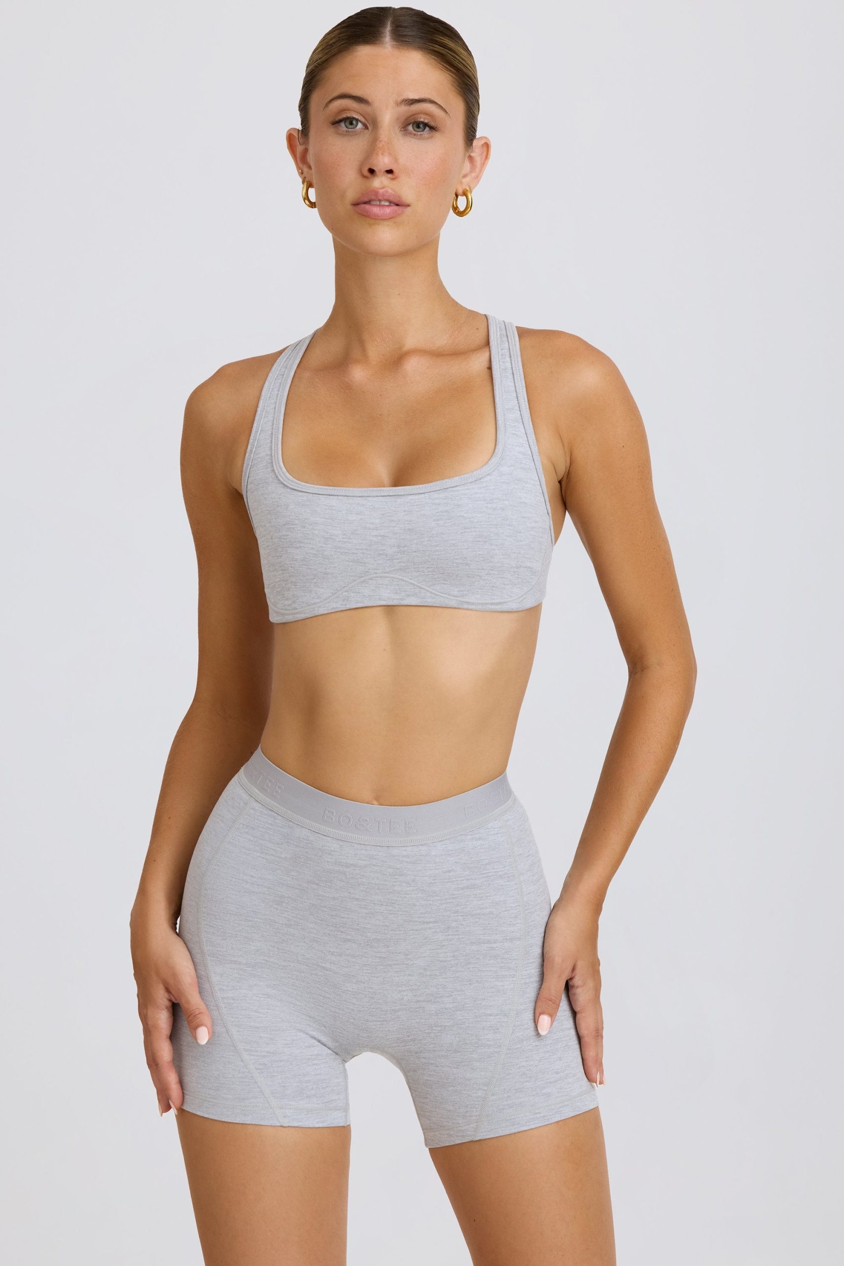 Soft Active Mini Shorts in Grey Marl - Image 4