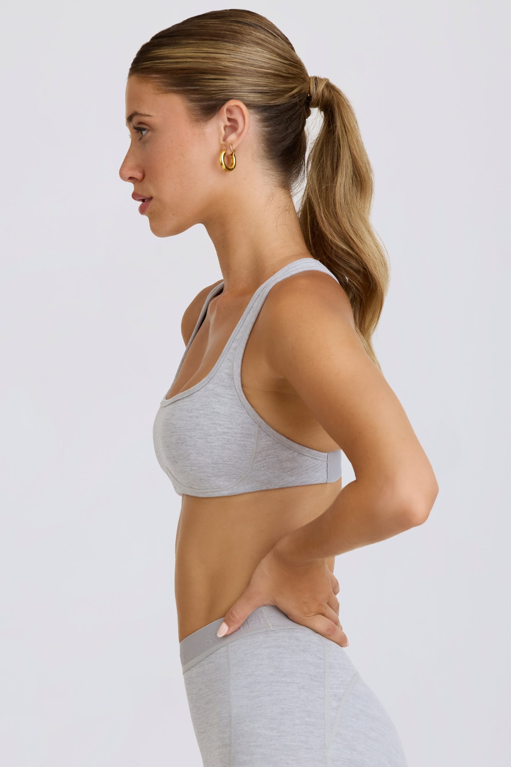 Soft Active Sports Bra in Grey Marl - Image 3