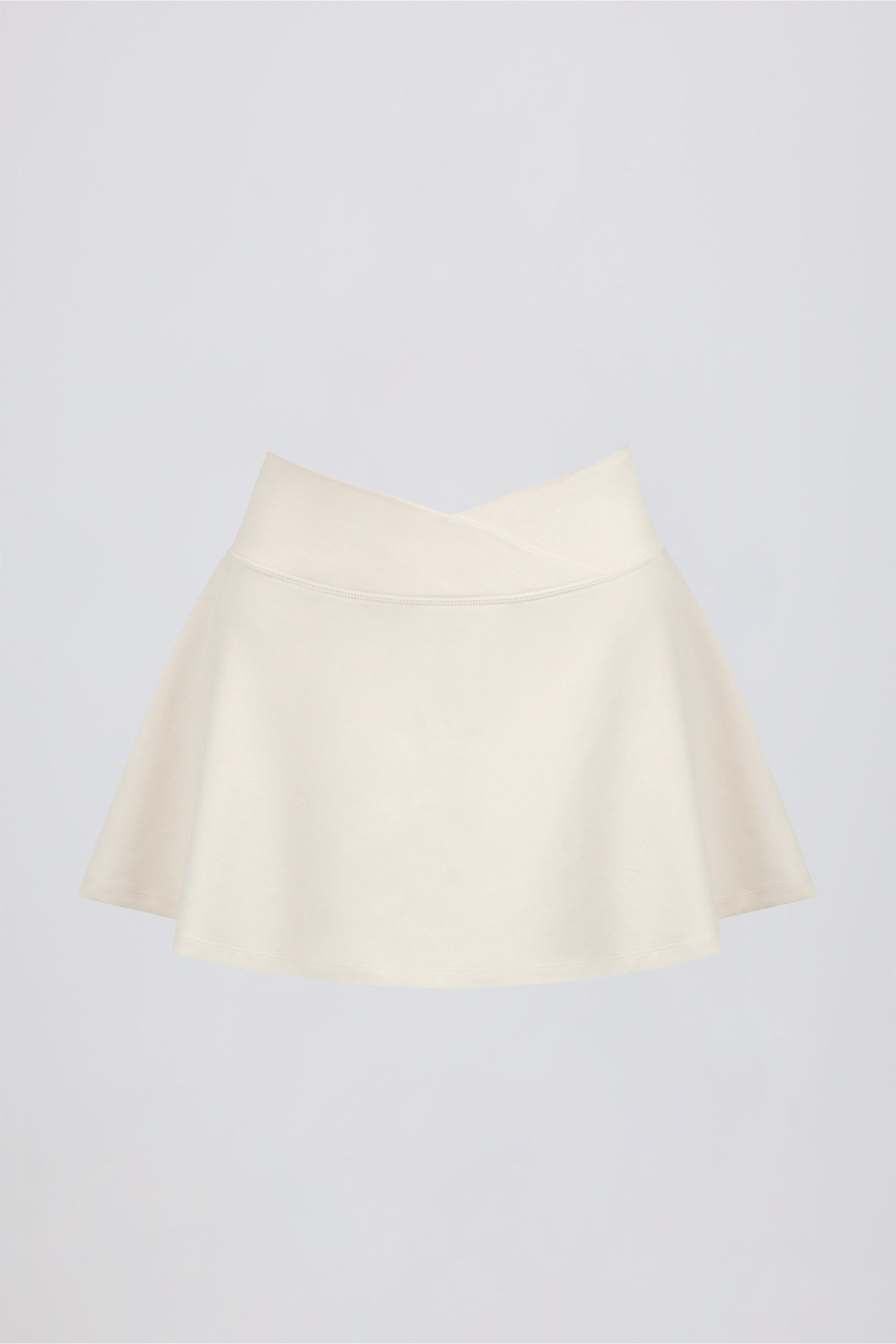 Brushed Jersey Crossover Mini Skort in Ivory Marl - Image 6