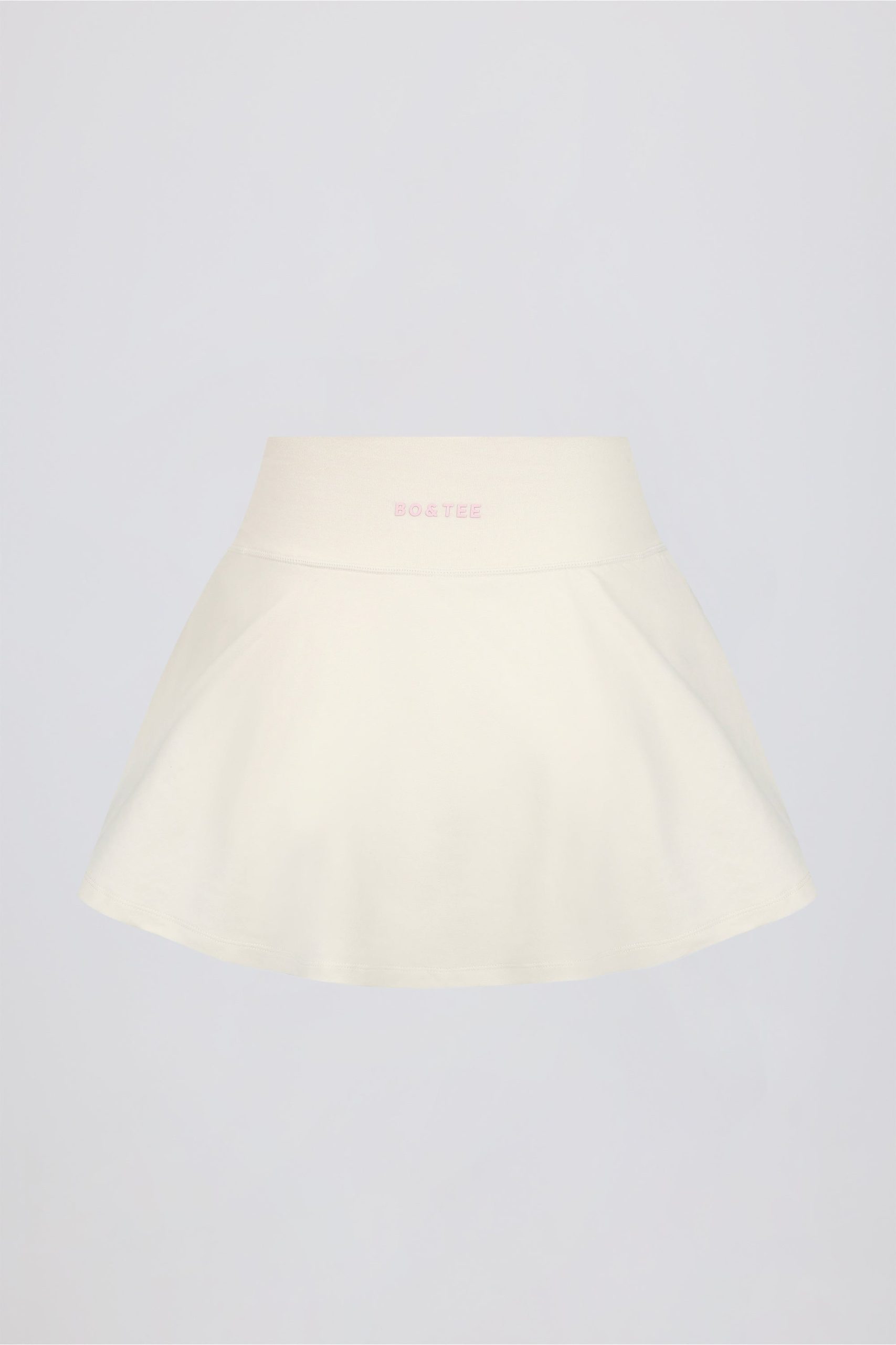 Brushed Jersey Crossover Mini Skort in Ivory Marl - Image 7