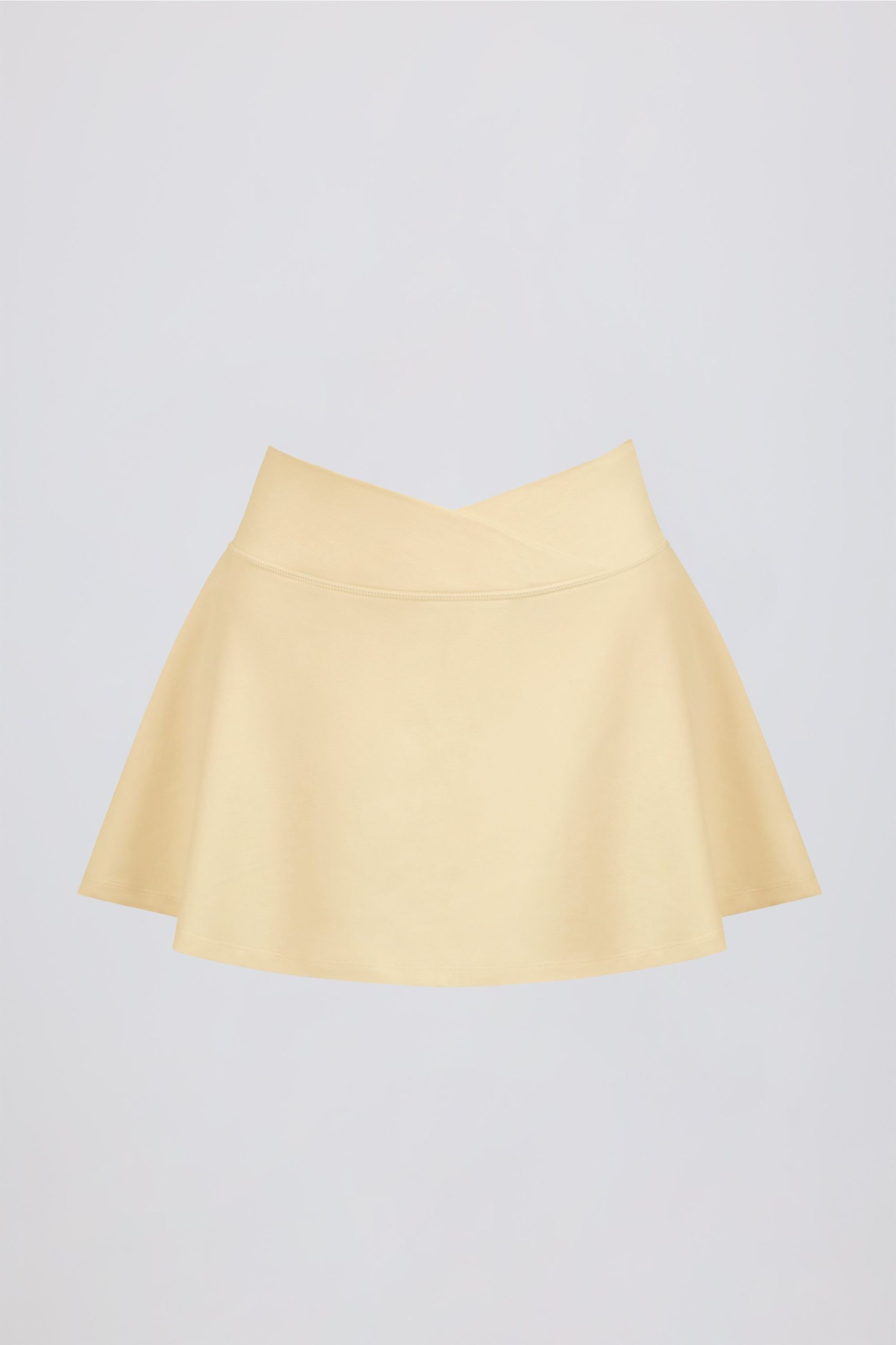 Brushed Jersey Crossover Mini Skort in Lemon Marl - Image 5