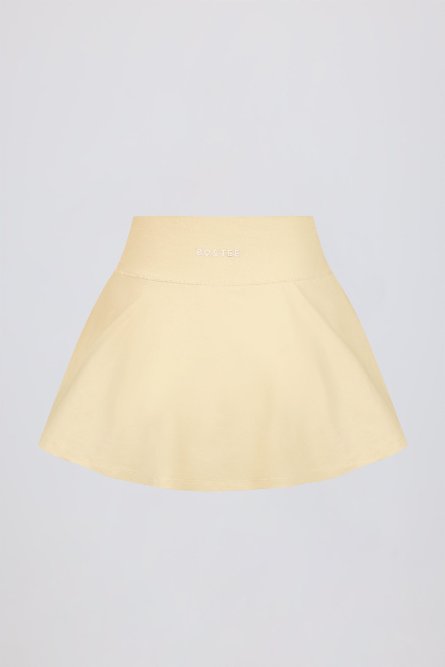 Brushed Jersey Crossover Mini Skort in Lemon Marl - Image 6