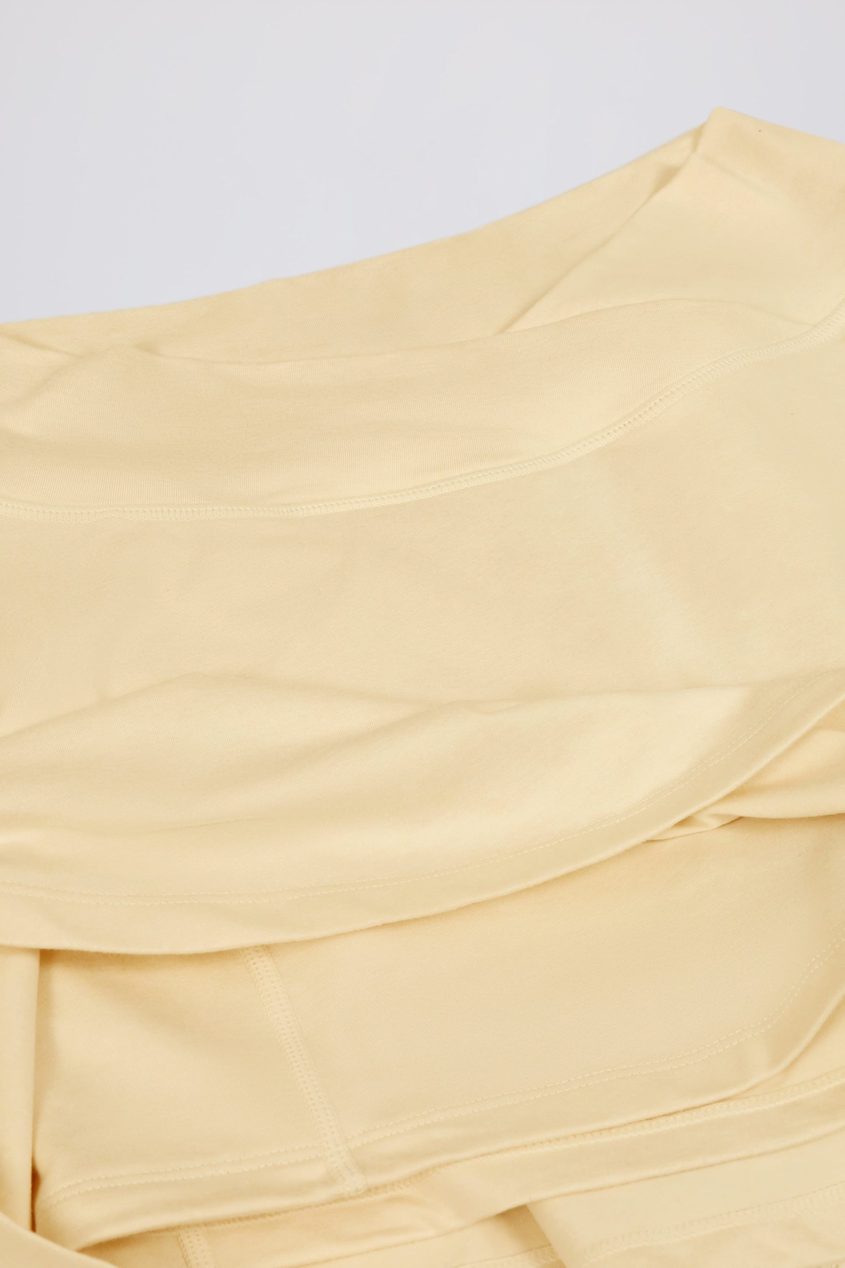 Brushed Jersey Crossover Mini Skort in Lemon Marl - Image 7