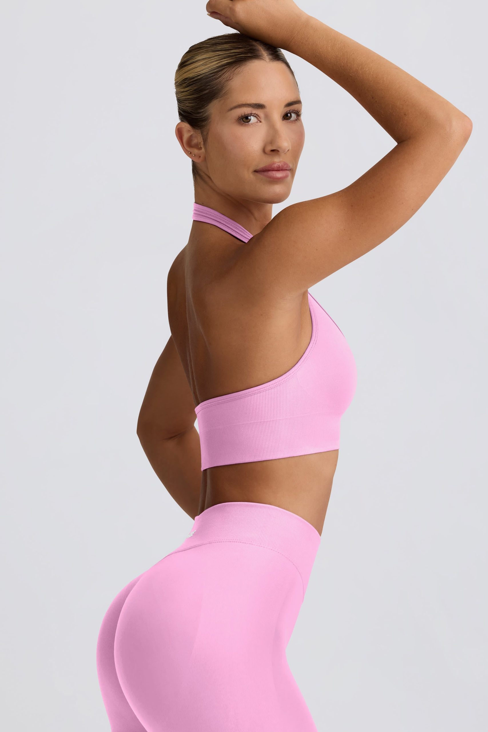 Define Luxe Halterneck Sports Bra in Bubblegum Pink - Image 3