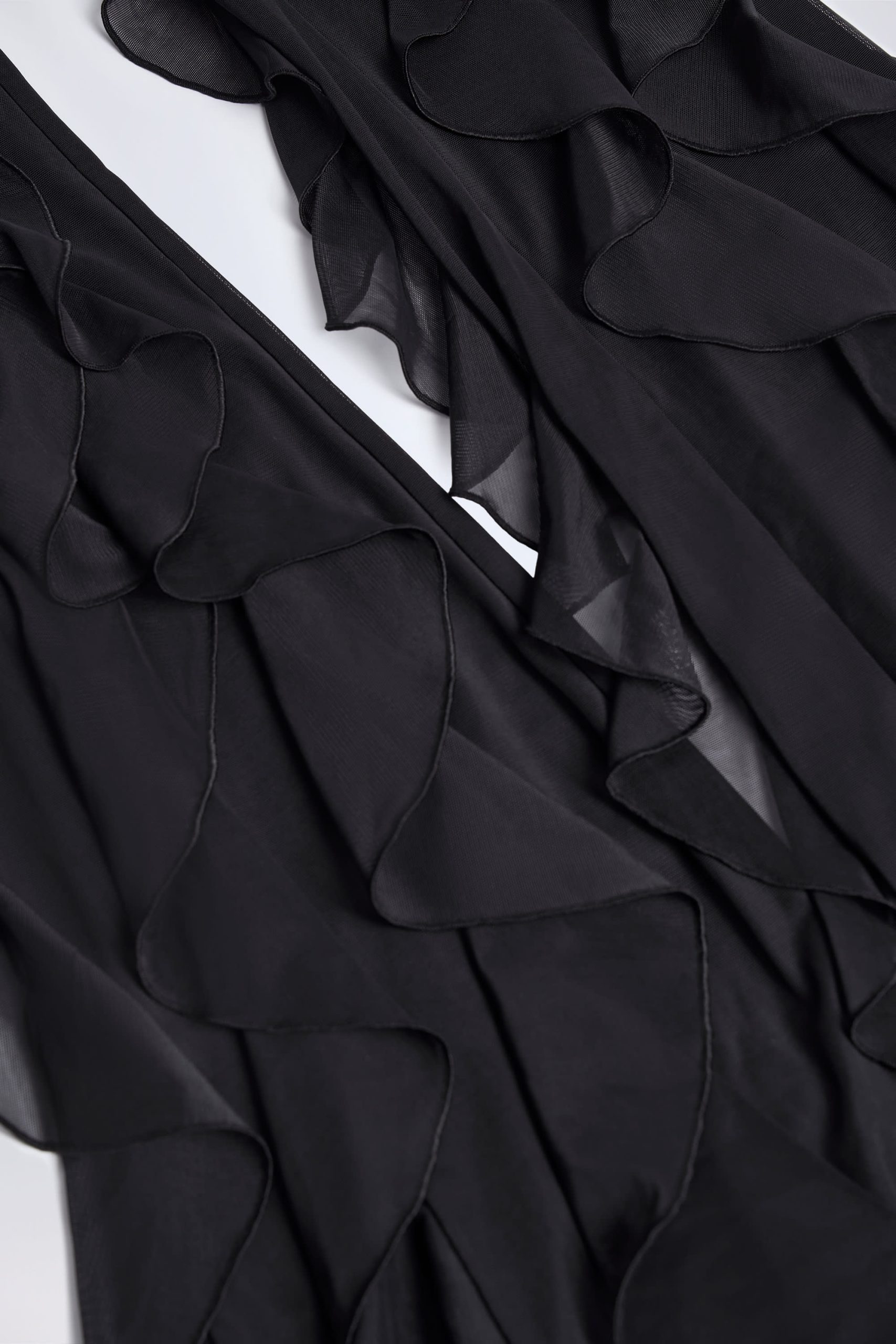 Ruffled Mid-Rise Flared Trousers in Black - Image 5