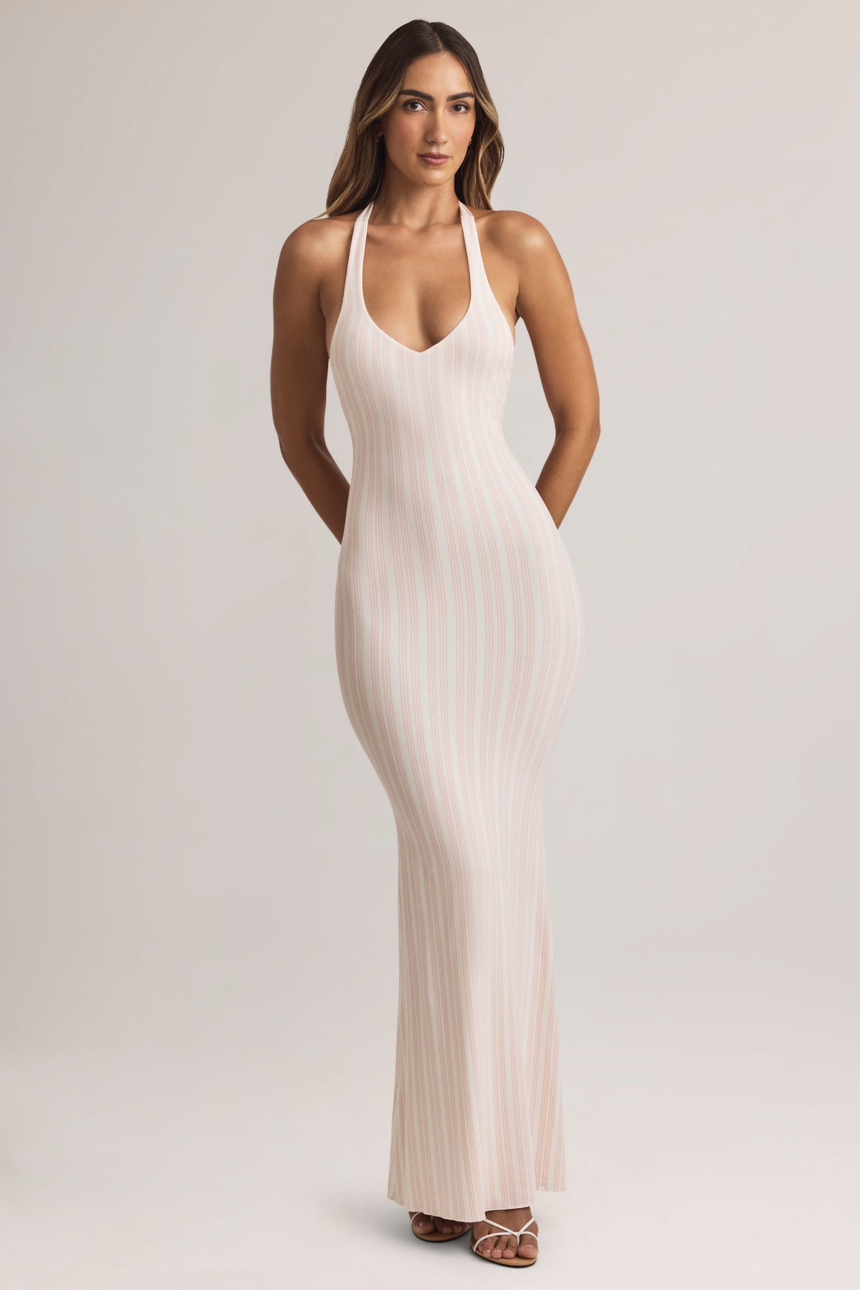 Modal Halterneck Maxi Dress in Stripe Print - Image 2