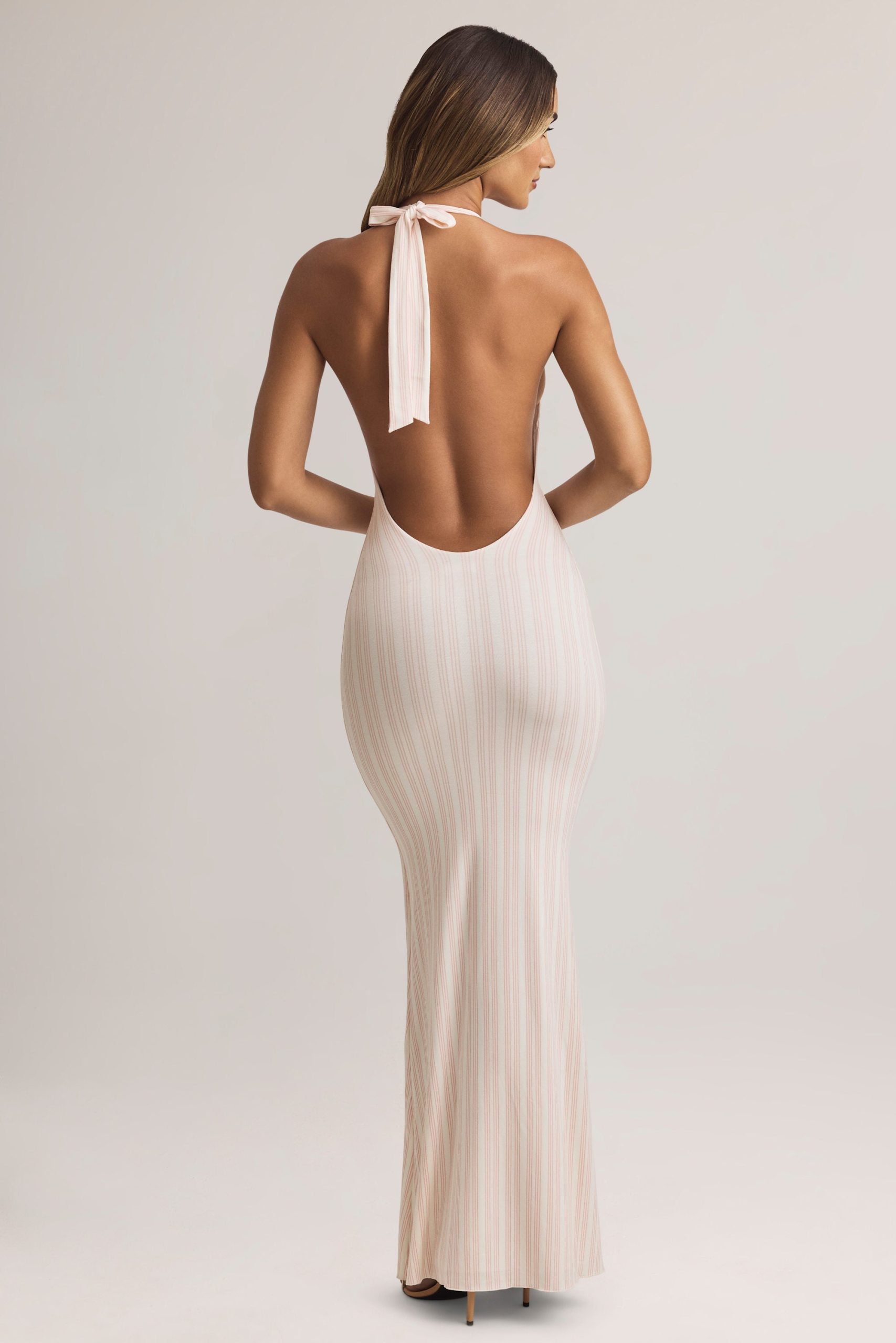 Modal Halterneck Maxi Dress in Stripe Print - Image 3