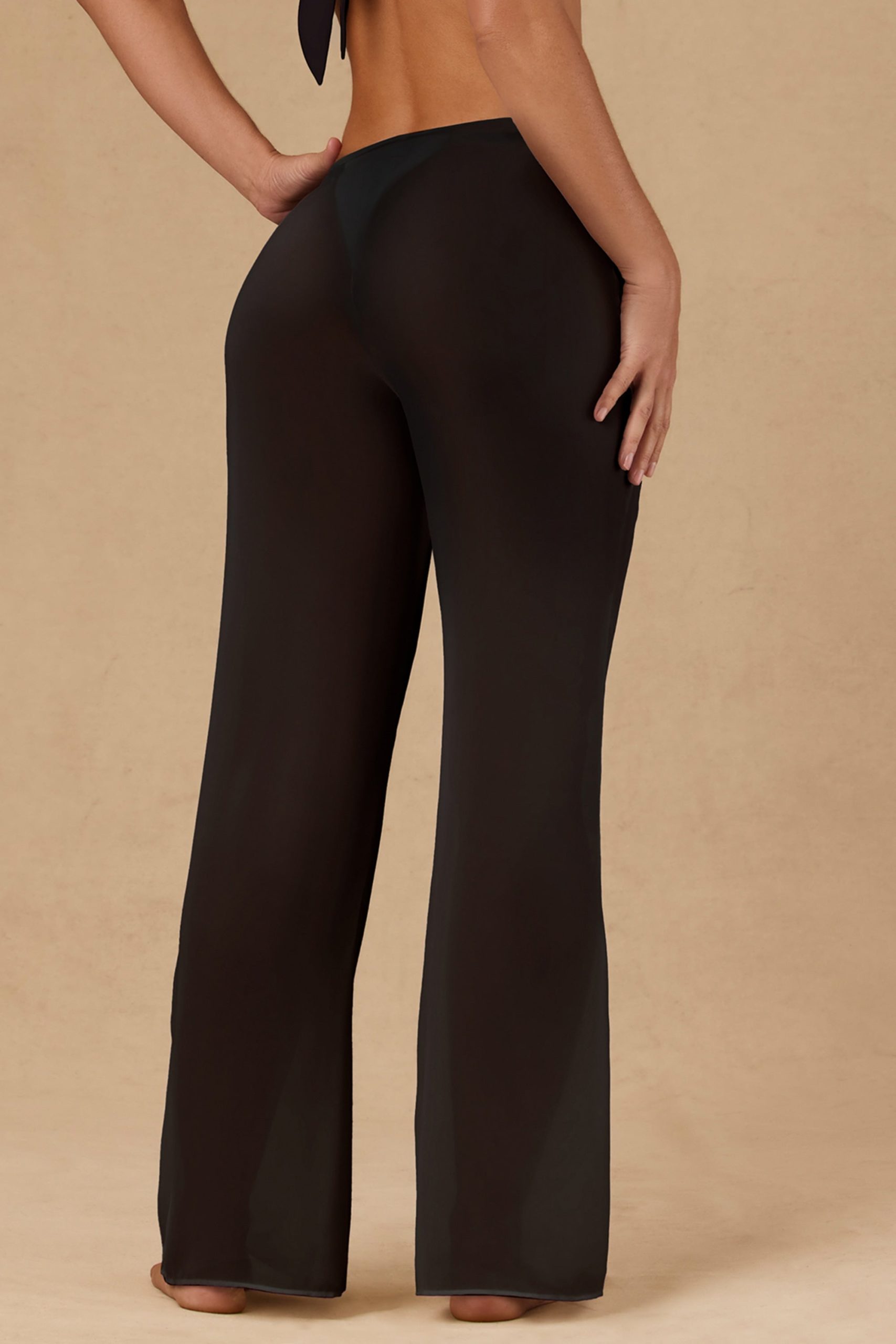 Tie-Front Wide-Leg Trousers in Black - Image 2
