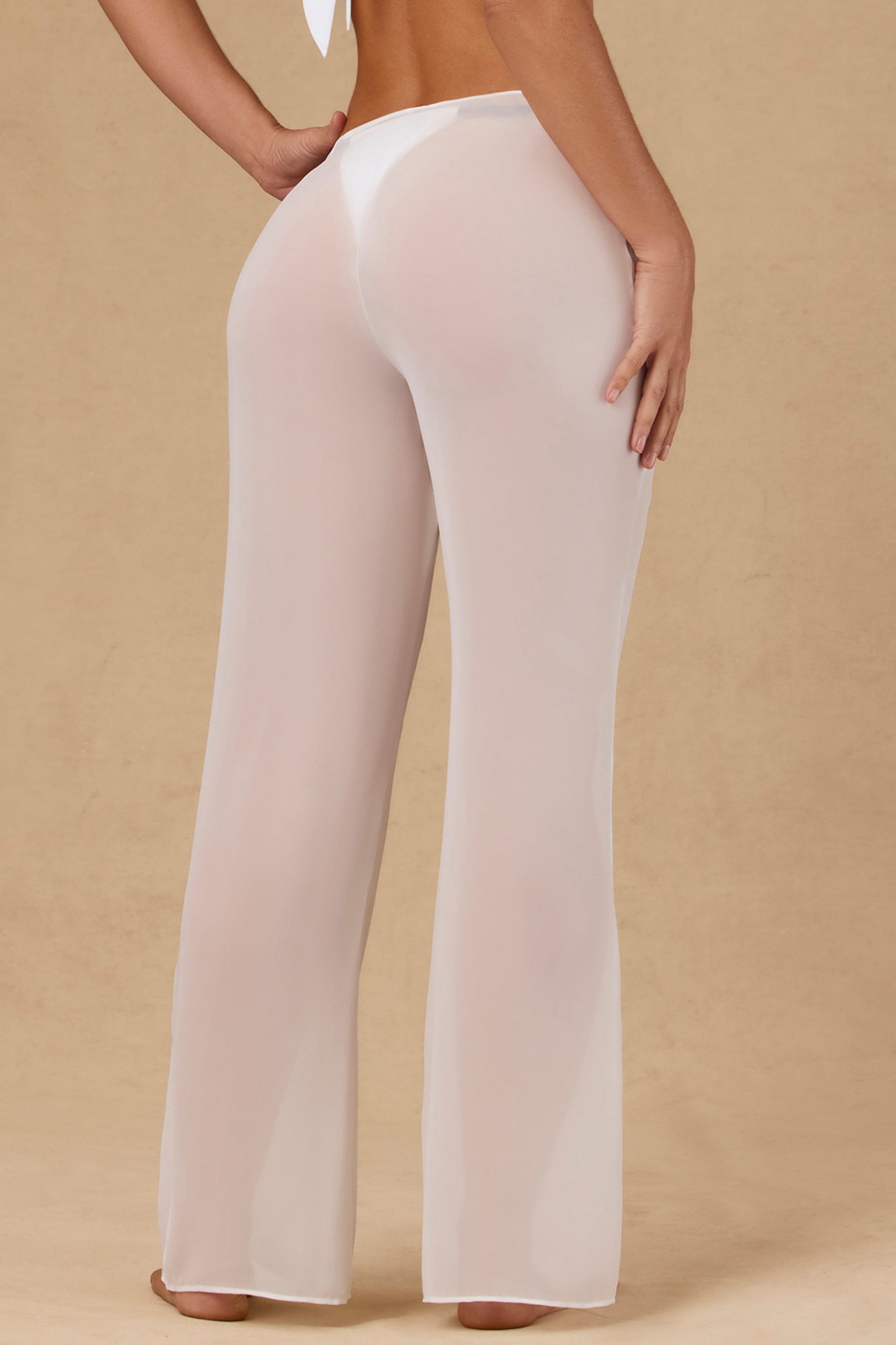 Tie-Front Wide-Leg Trousers in White - Image 2