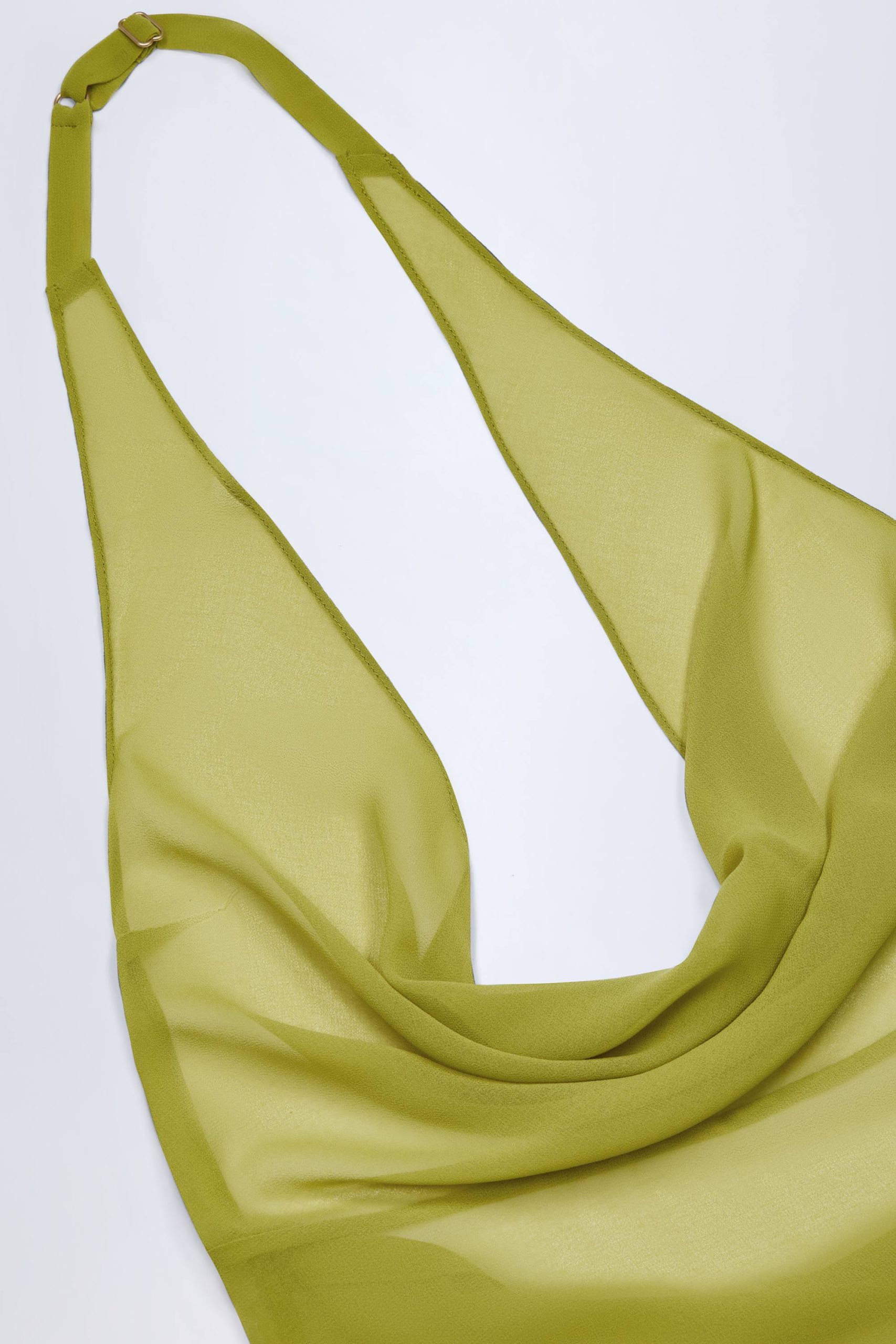 Cowl-Neck Backless Mini Dress in Olive Green - Image 6