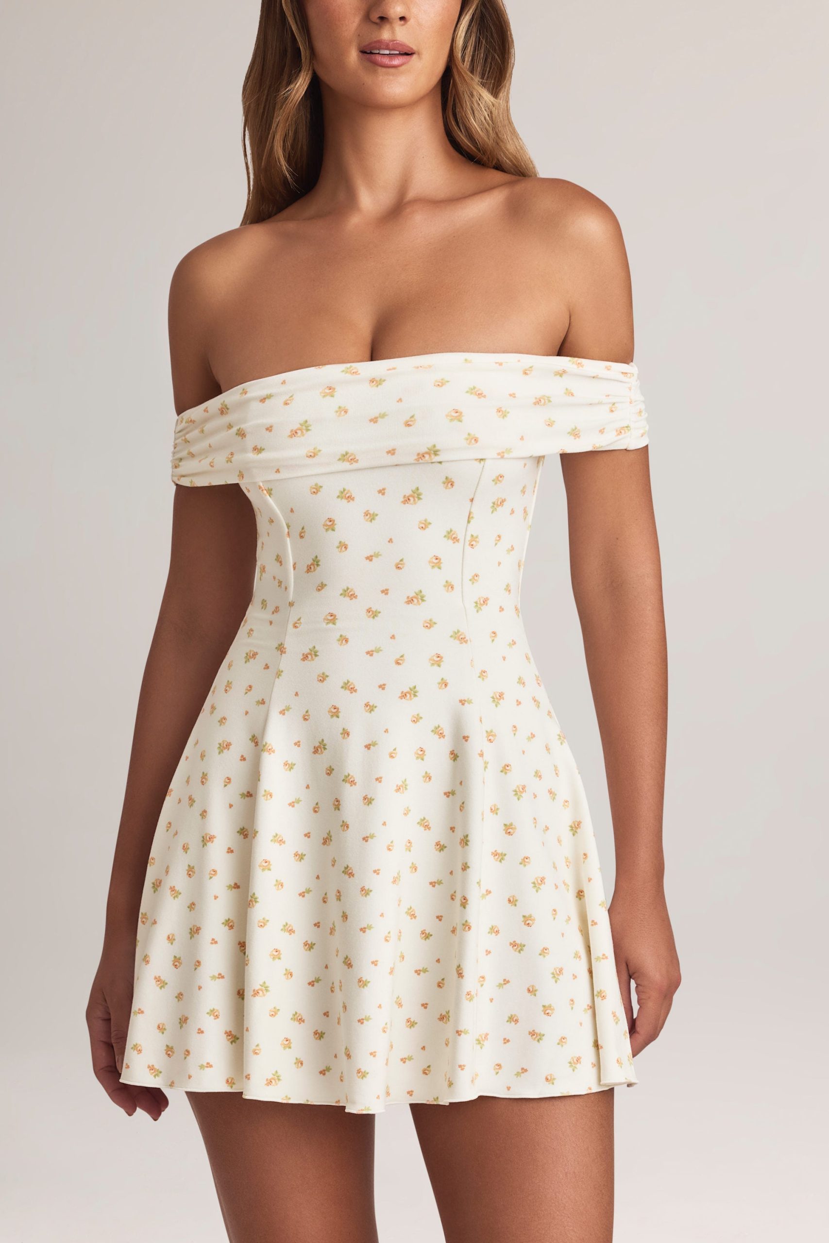 Modal Off-Shoulder A-Line Mini Dress in Floral Print - Image 4