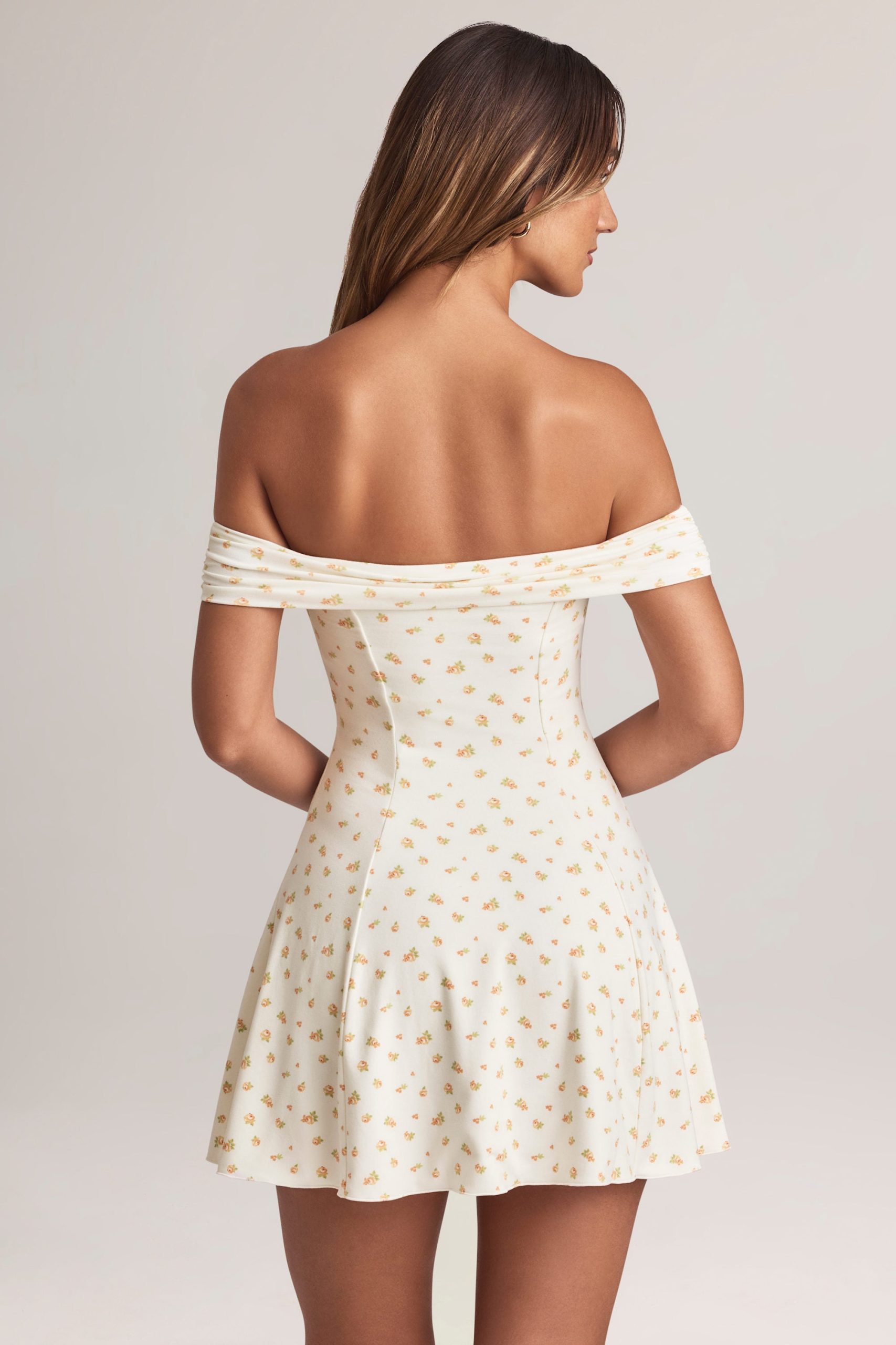 Modal Off-Shoulder A-Line Mini Dress in Floral Print - Image 6