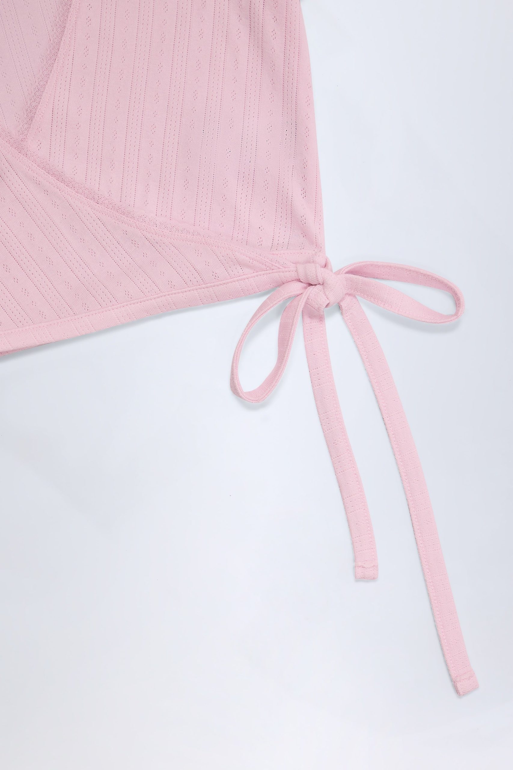 Pointelle Wrap Crop Top in Baby Pink - Image 5