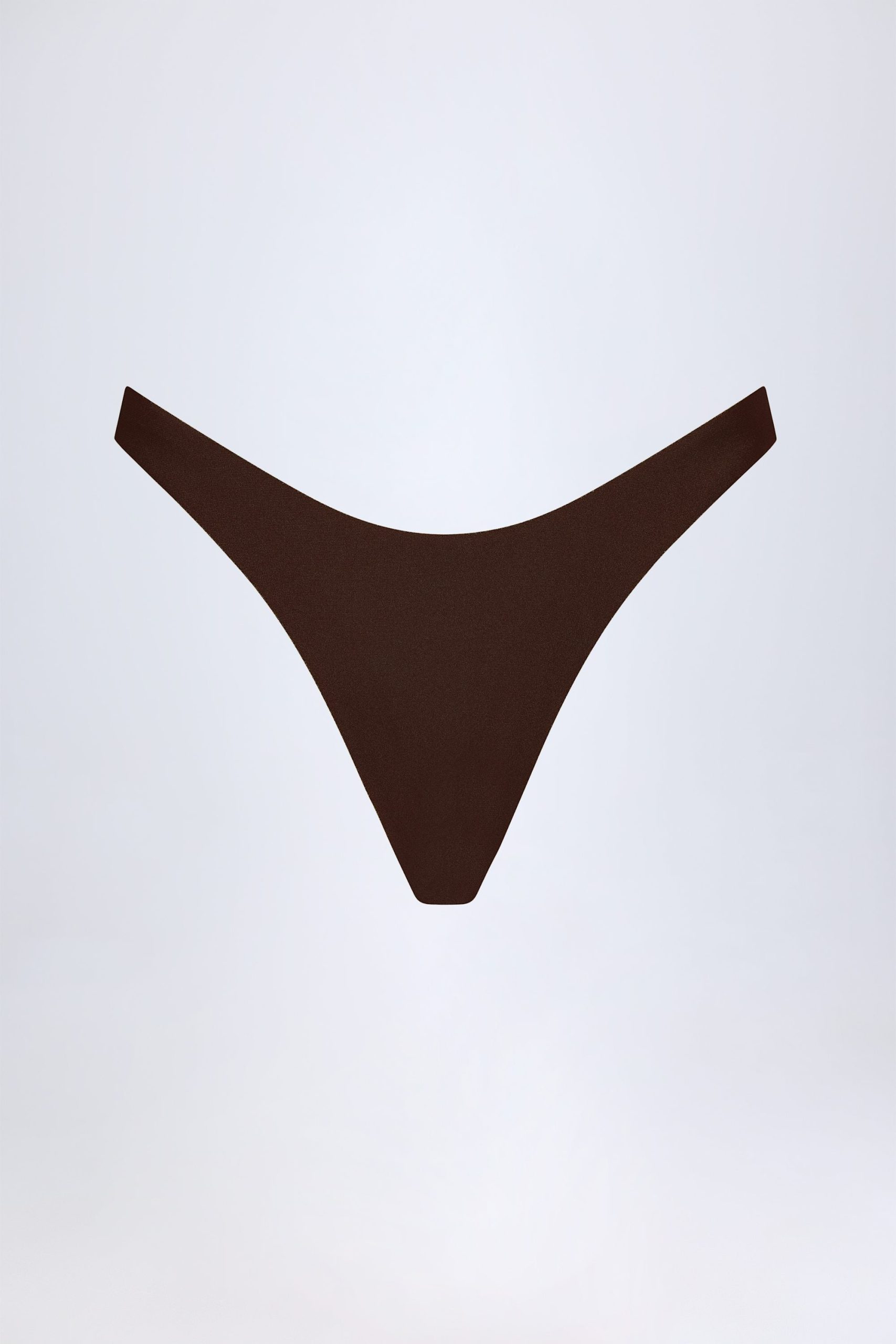 High-Leg Cheeky Bikini Bottoms in Dark Chocolate - Image 3