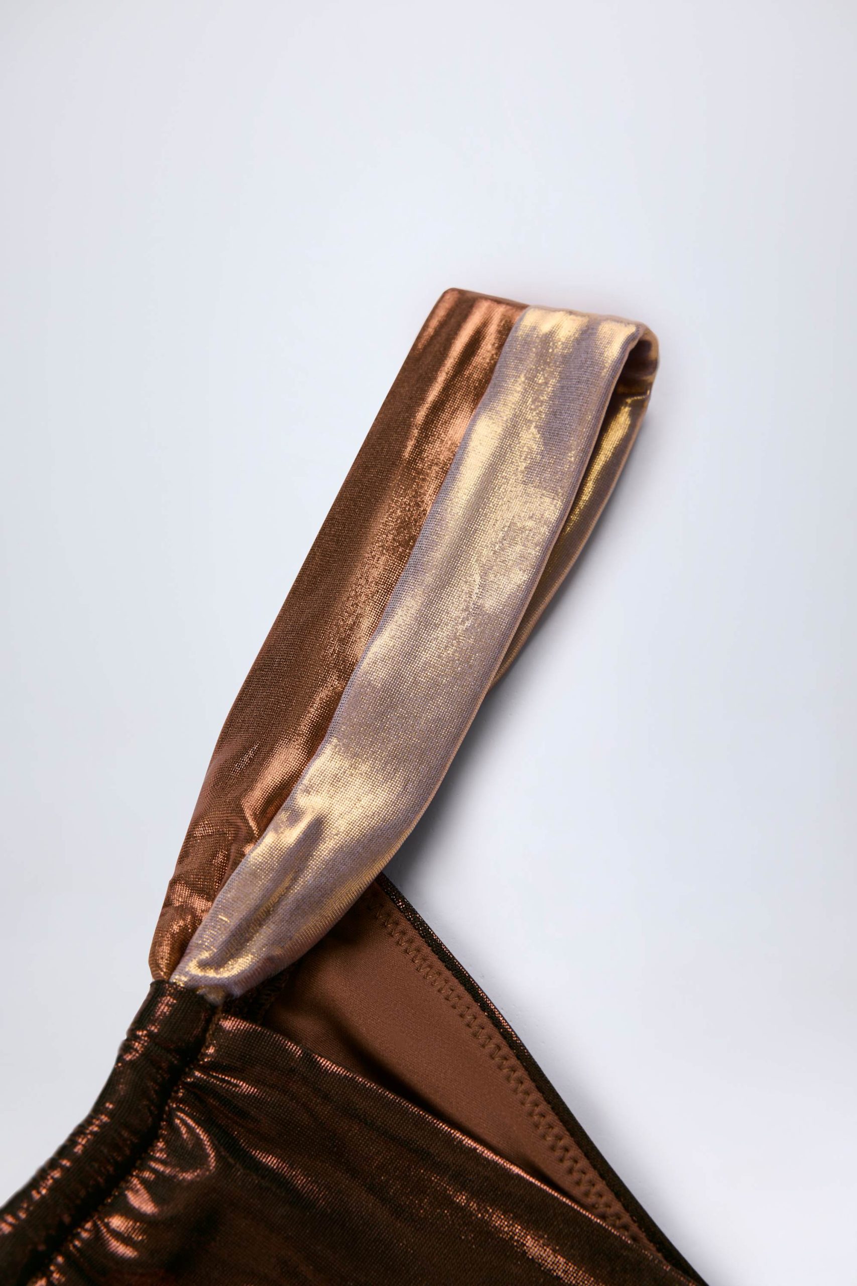 Ruched Thong Bikini Bottoms in Bronze Gold - Image 5