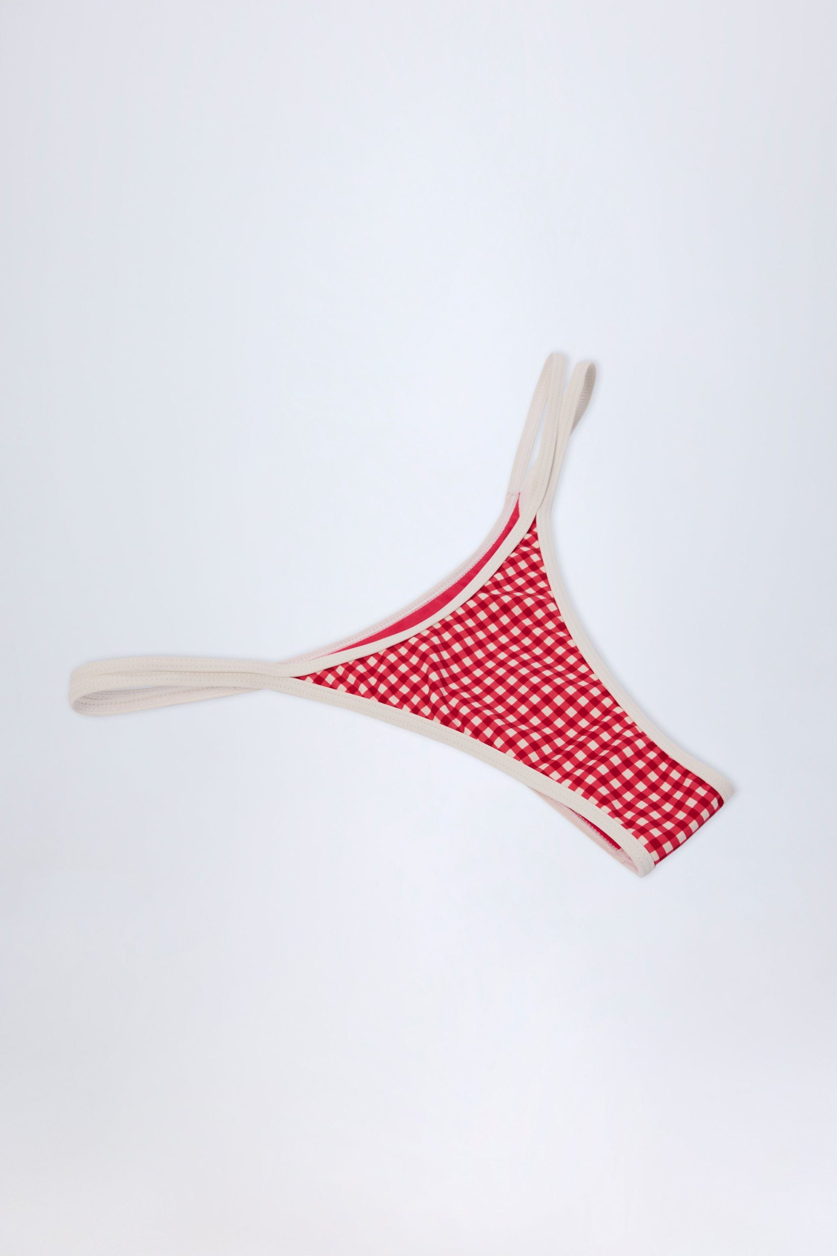 Double-Strap Cheeky Bikini Bottoms in Red Gingham - Image 6