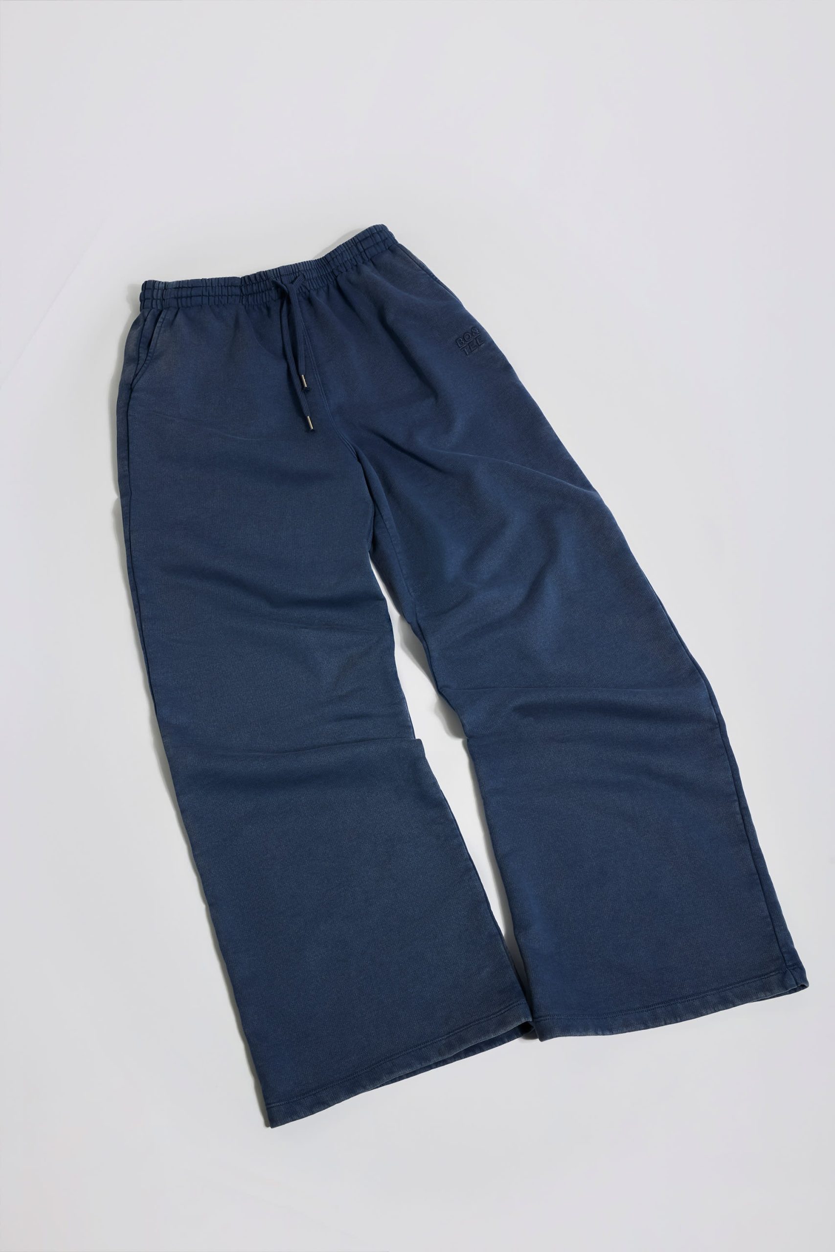 Cotton Jersey Acid Wash Mid-Rise Wide-Leg Joggers in Blue - Image 9
