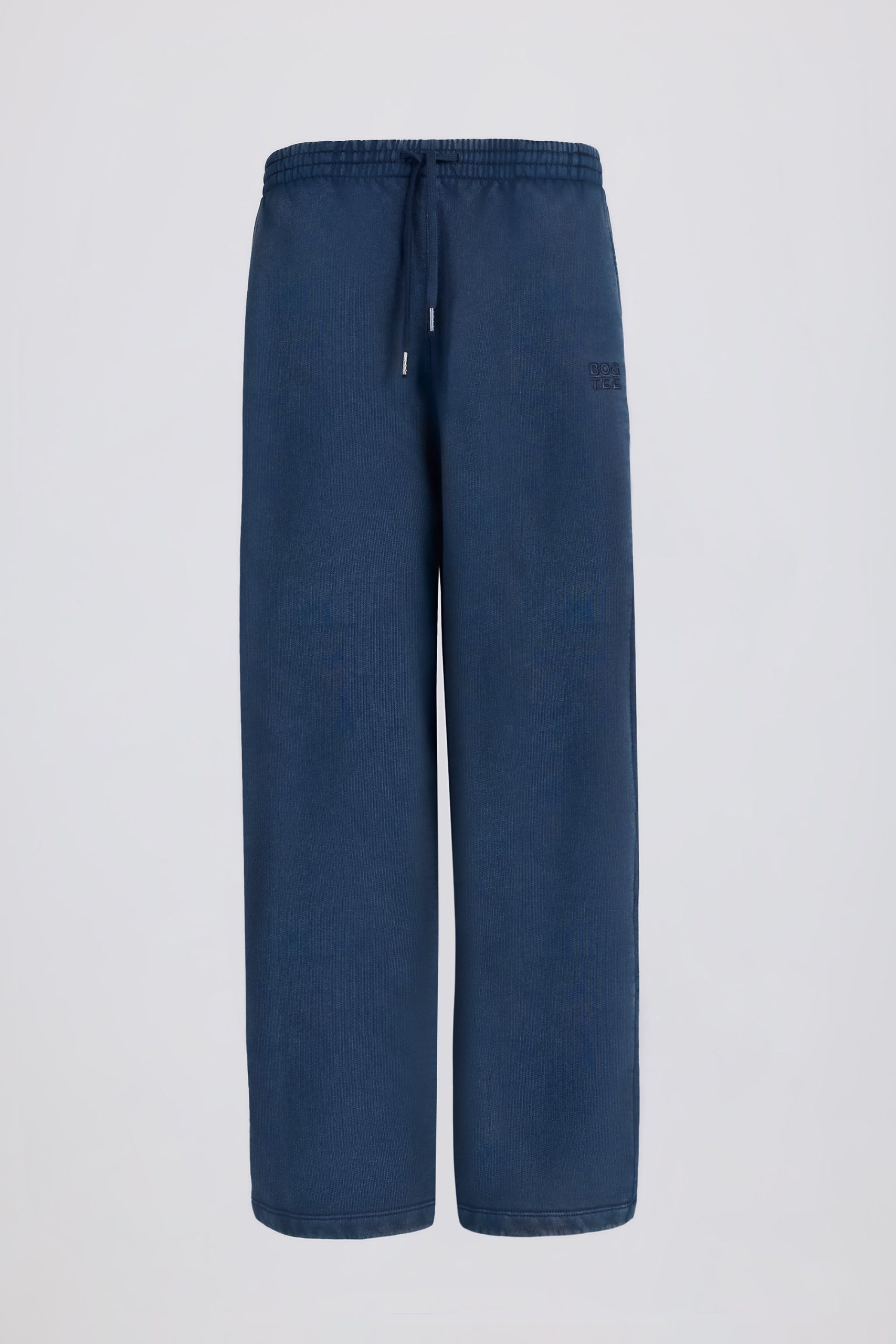 Cotton Jersey Acid Wash Mid-Rise Wide-Leg Joggers in Blue - Image 2
