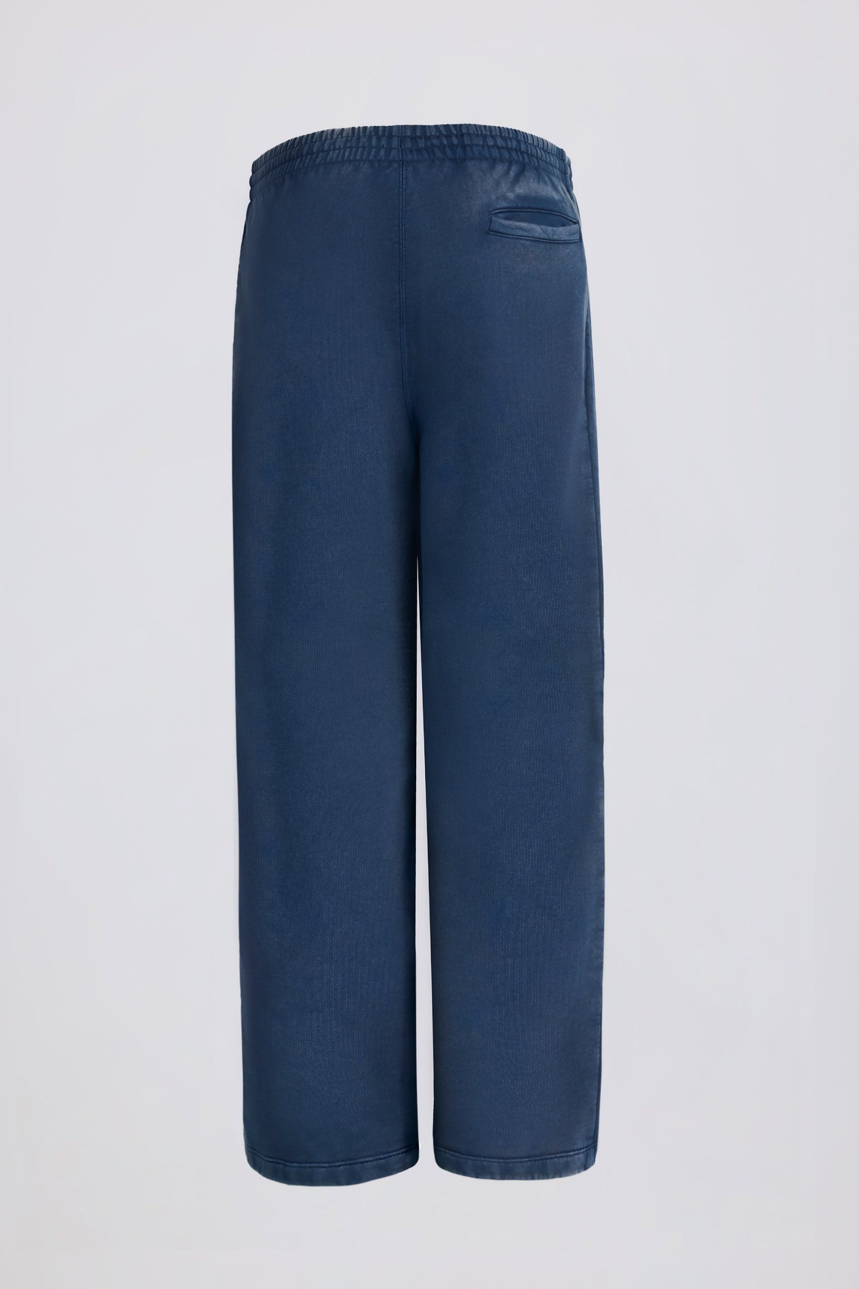 Cotton Jersey Acid Wash Mid-Rise Wide-Leg Joggers in Blue - Image 3