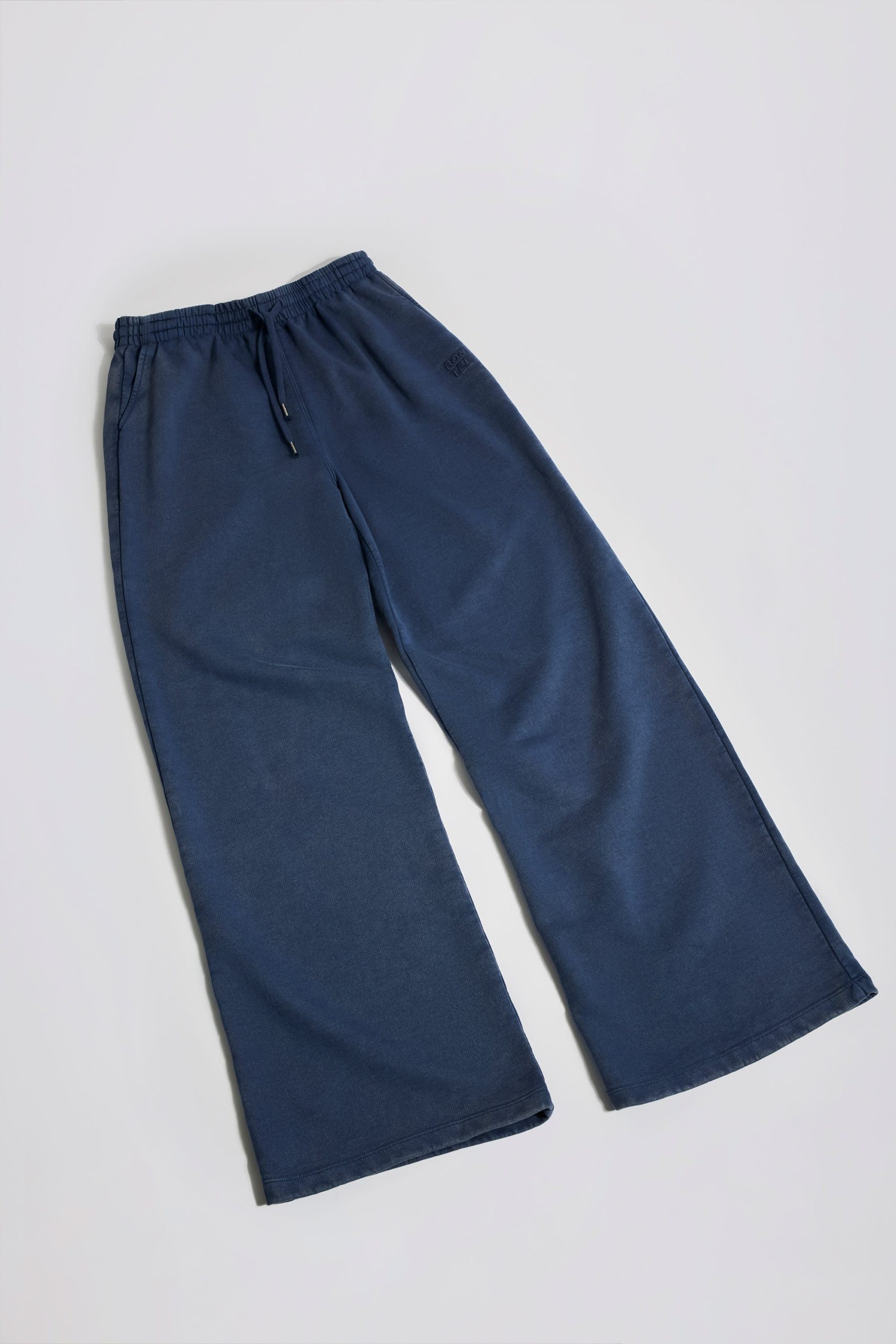 Cotton Jersey Acid Wash Mid-Rise Wide-Leg Joggers in Blue - Image 8