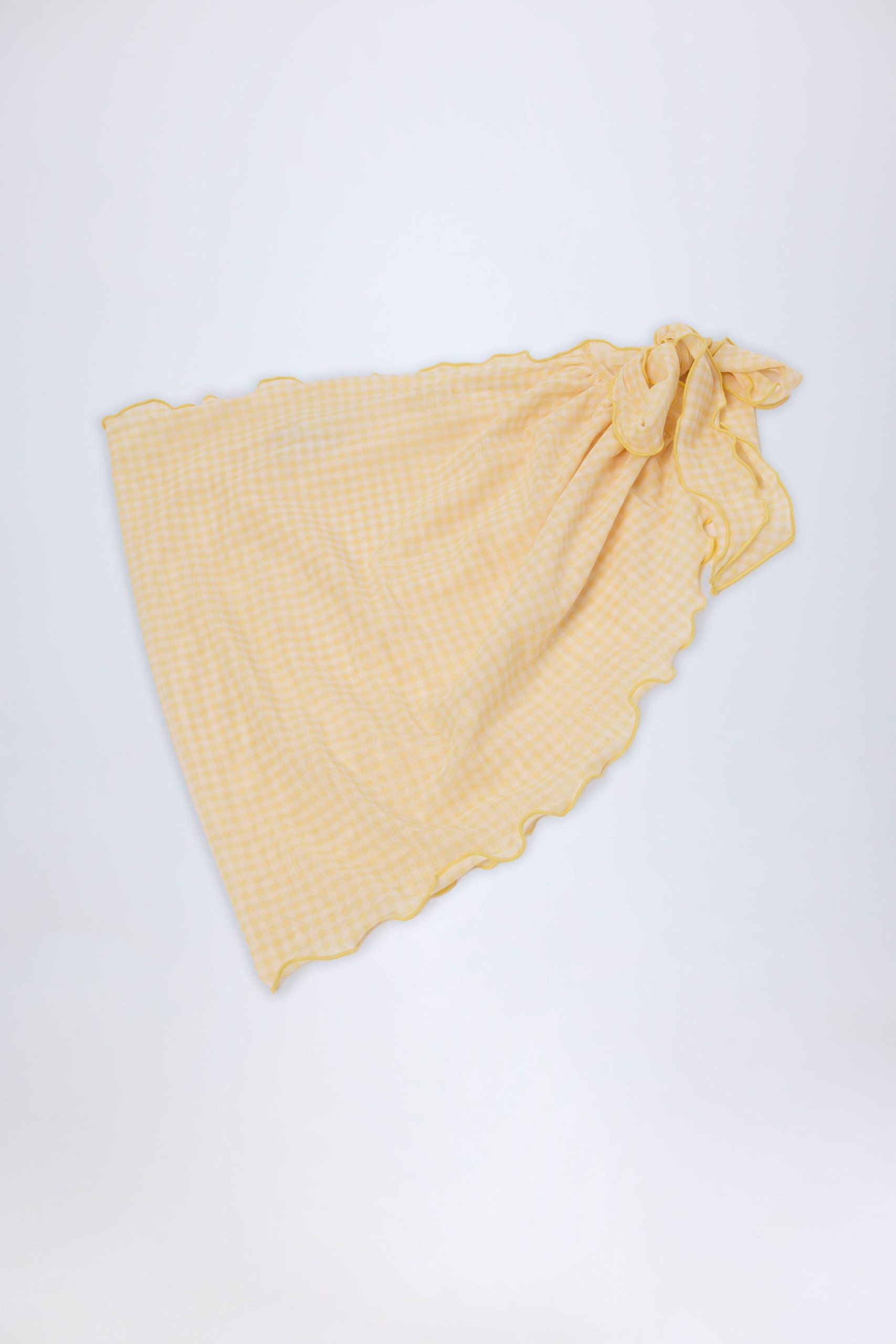 Side-Tie Sarong in Yellow Gingham - Image 6