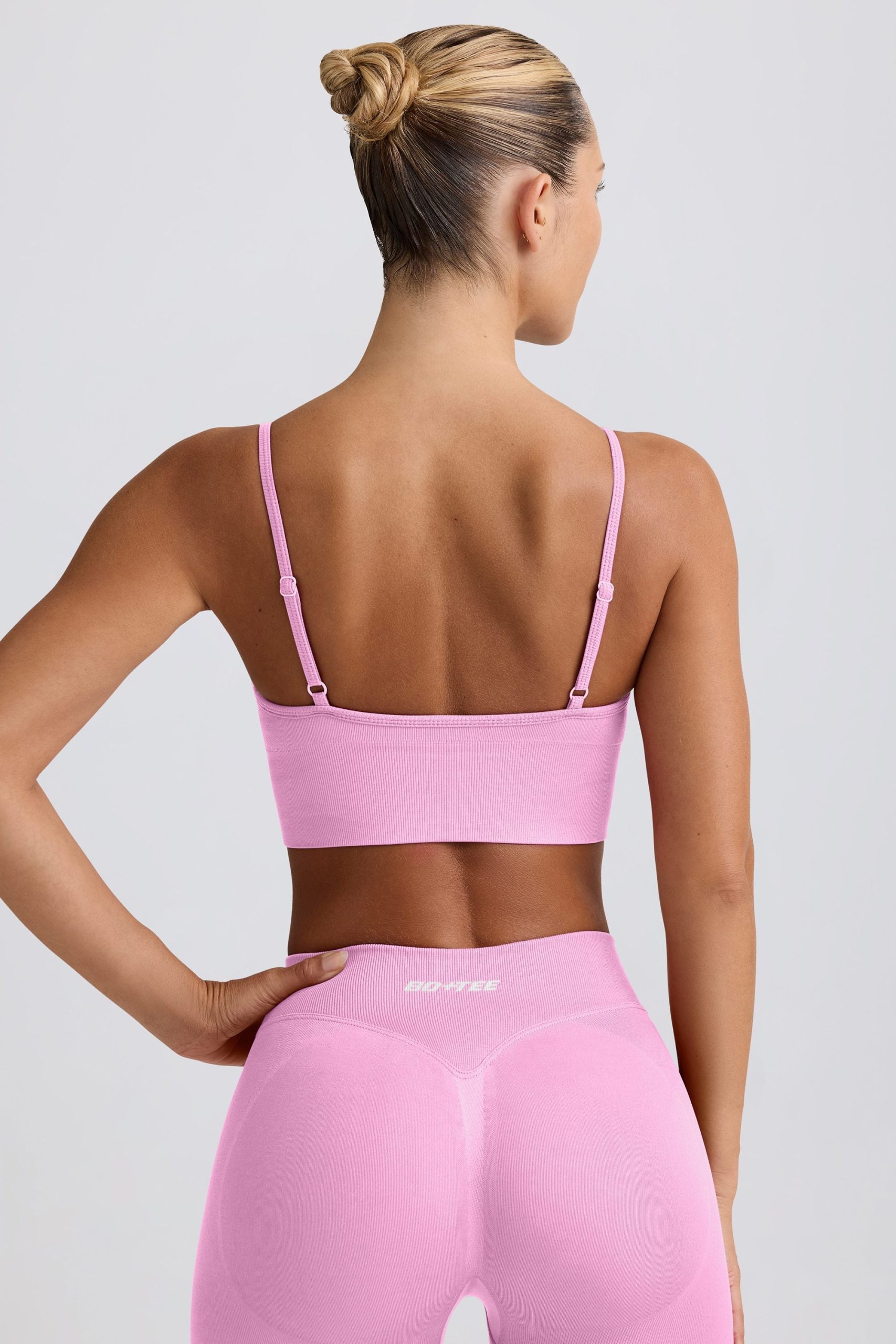 Define Luxe V-Neck Sports Bra in Bubblegum Pink - Image 2