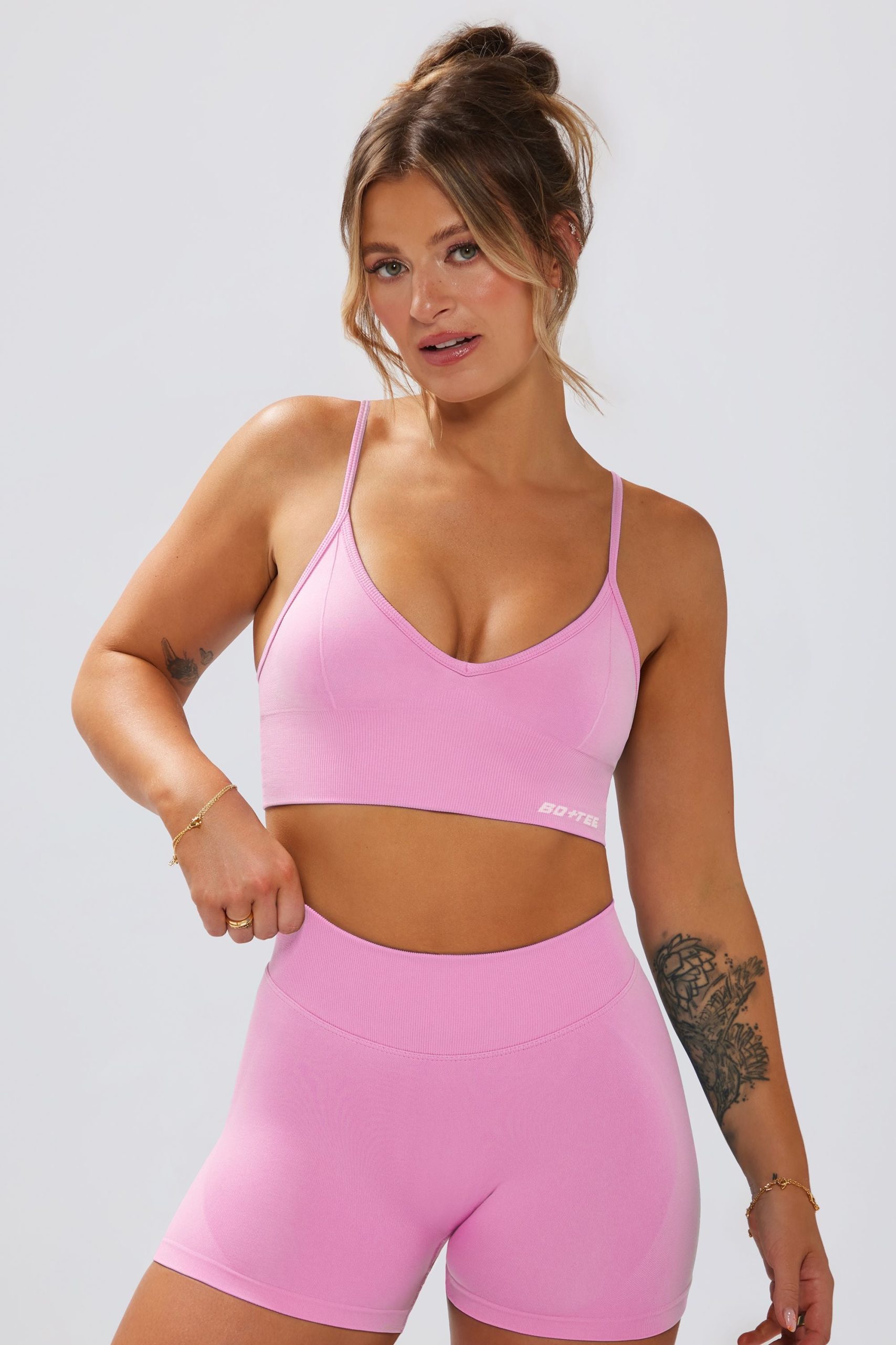 Define Luxe V-Neck Sports Bra in Bubblegum Pink - Image 5