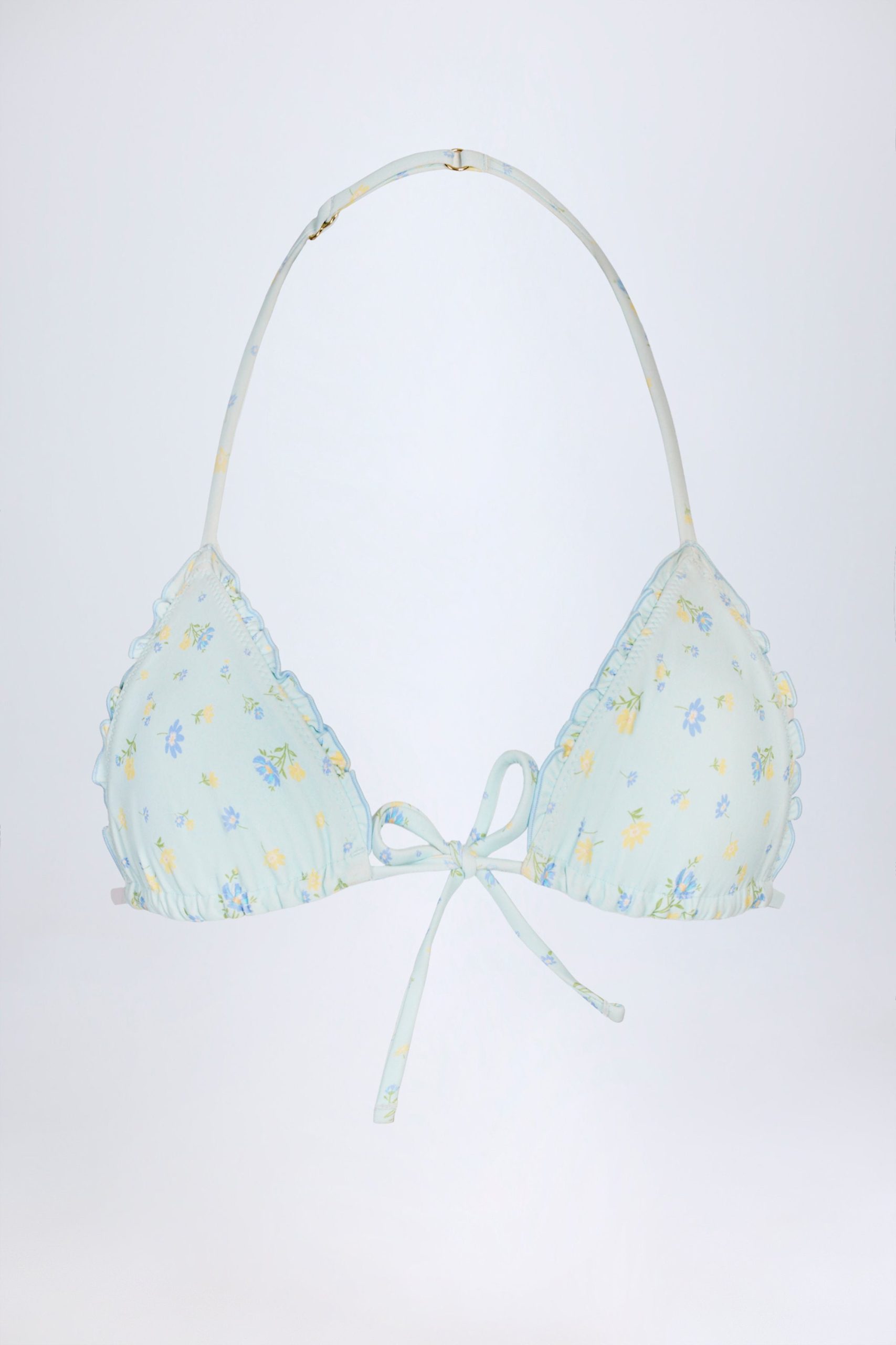 Micro Triangle Bikini Top in Blue Floral - Image 3